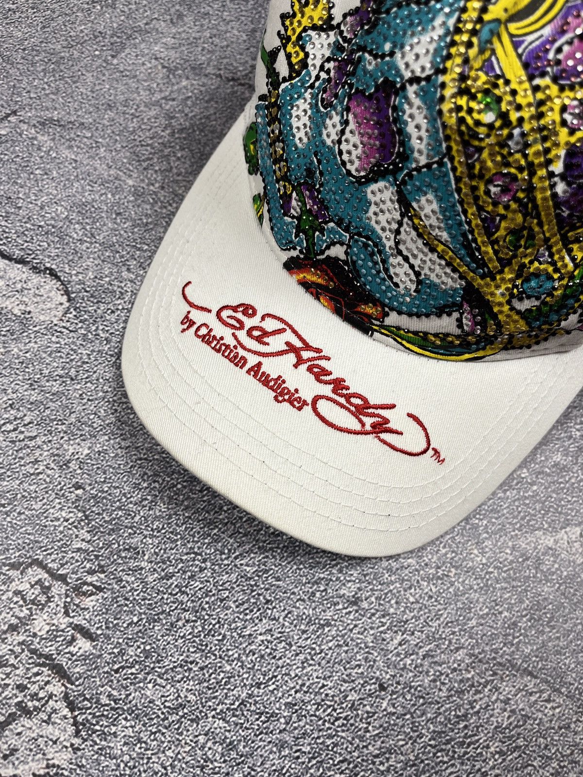 Christian Audigier × Ed Hardy × Vintage Vintage Y2k Skull ☠️ Ed Hardy All Over Print Cap 00’s Size ONE SIZE - 5 Thumbnail