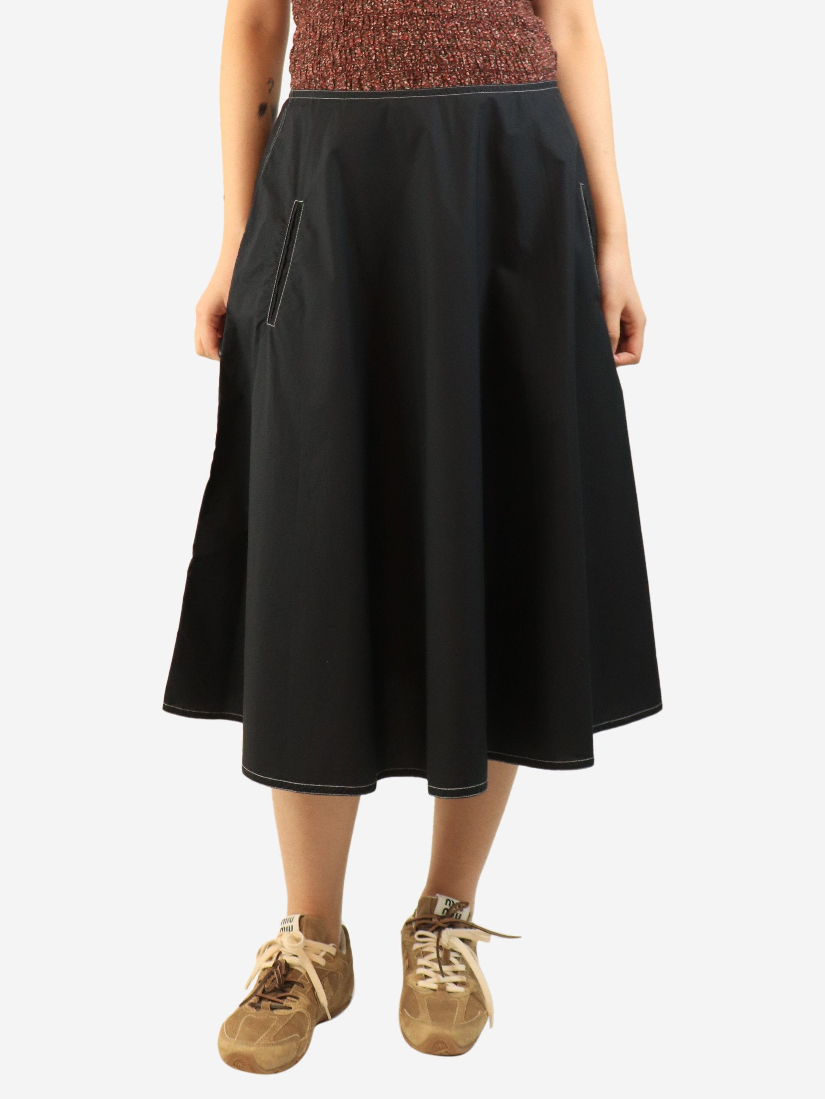 Other Black contrast-stitched cotton midi skirt - UK 12 Size 30" / US 8 / IT 44 - 1 Thumbnail