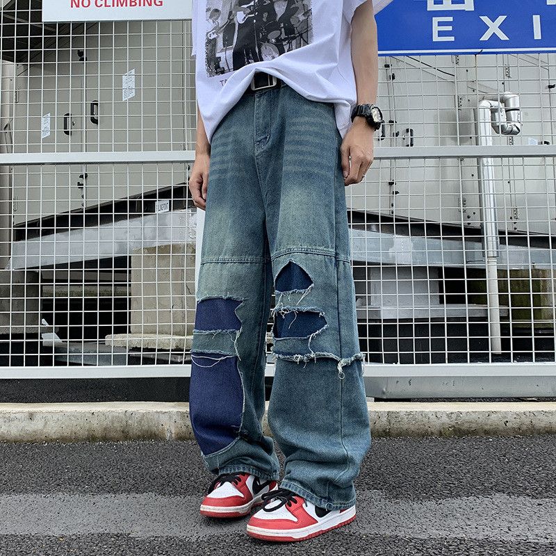 Japanese Brand × Jean Retro loose straight leg wide leg ripped jeans Size US 32 / EU 48 - 2 Thumbnail