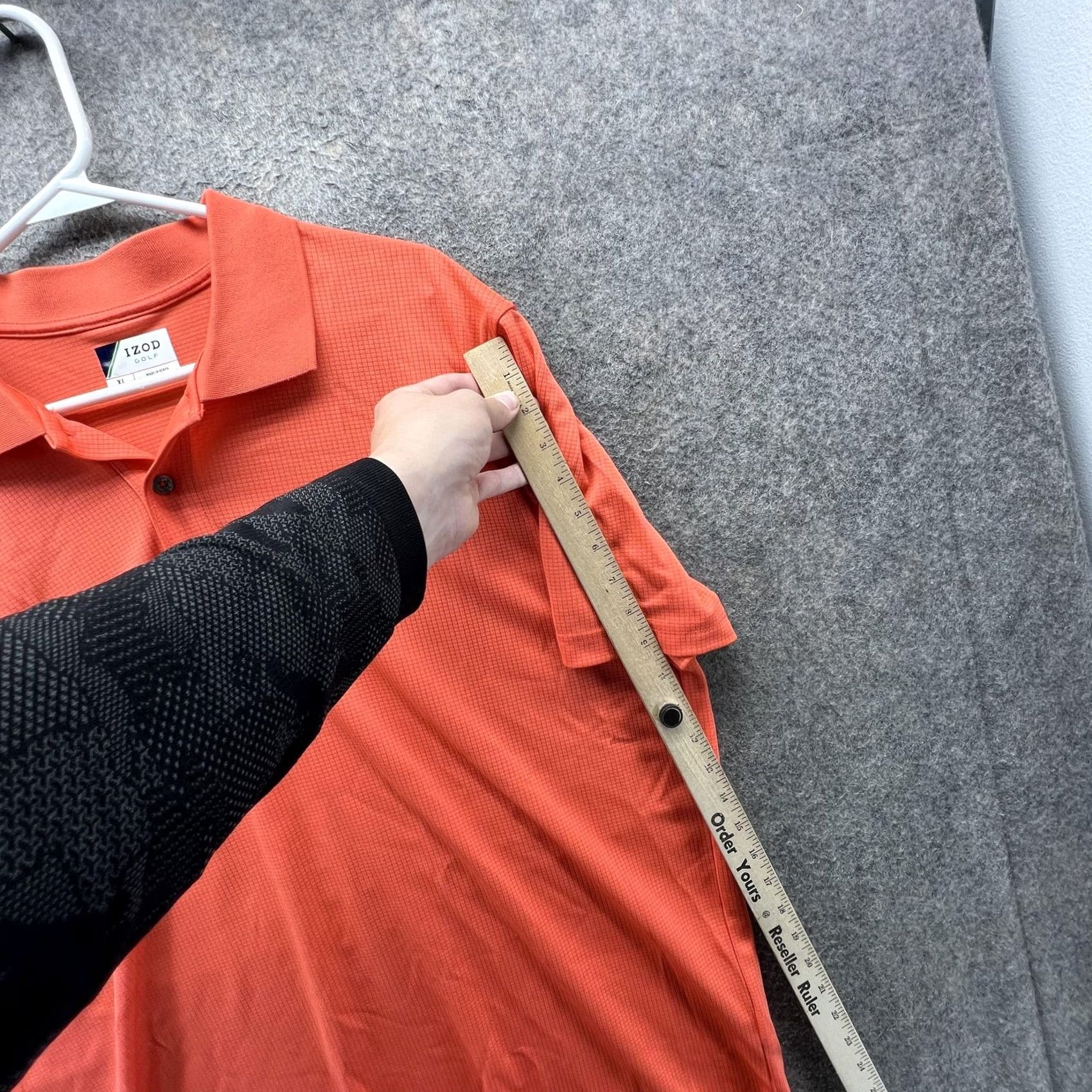 Izod IZOD Golf Polo Shirt Mens XL Orange Check Lightweight Performance Casual Stretch Polo Shirt Size US XL / EU 56 / 4 - 5 Thumbnail