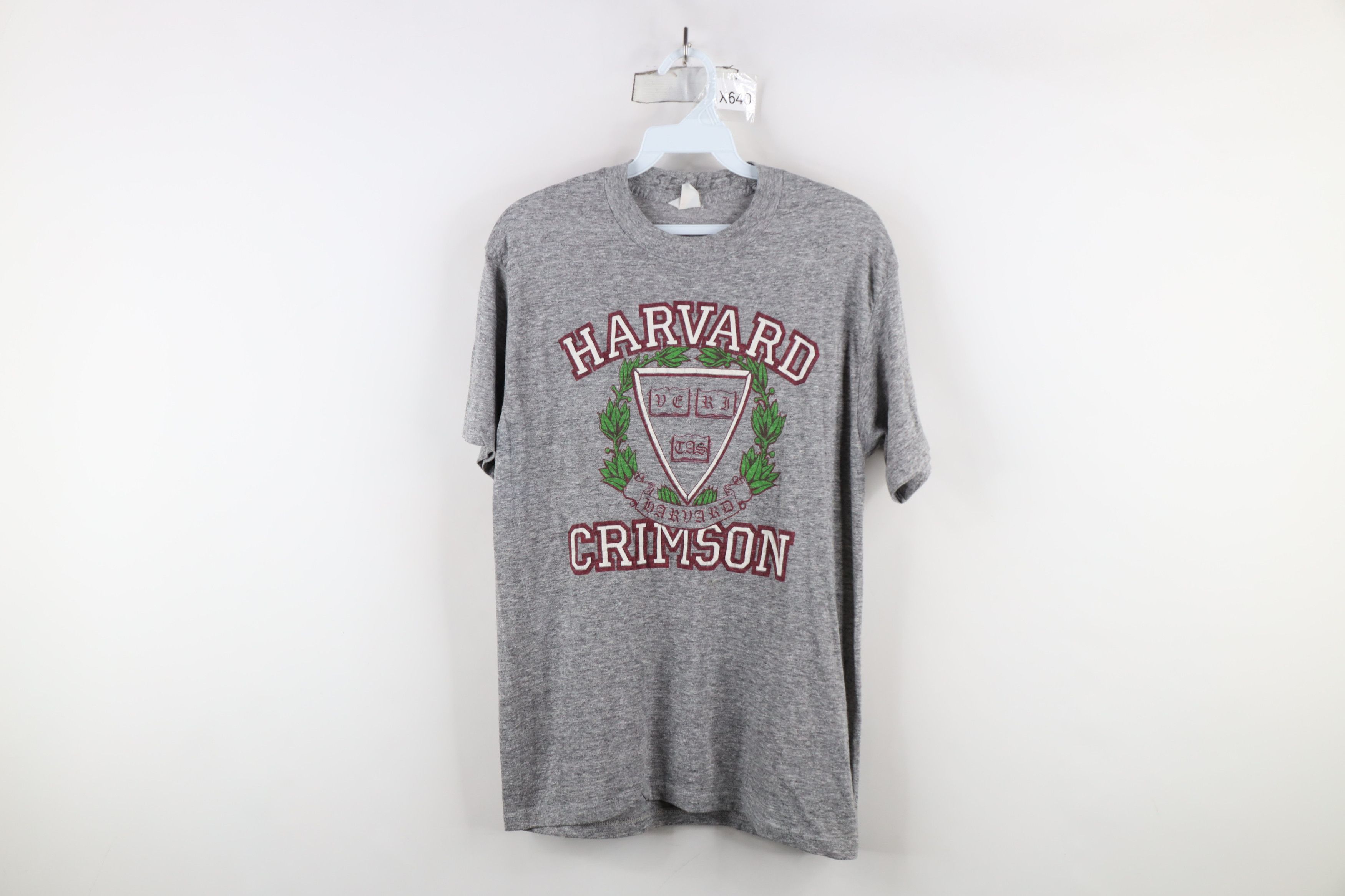 Vintage Vintage 70s 80s University Jersey Knit T-Shirt Gray USA Size US S / EU 44-46 / 1 - 1 Thumbnail
