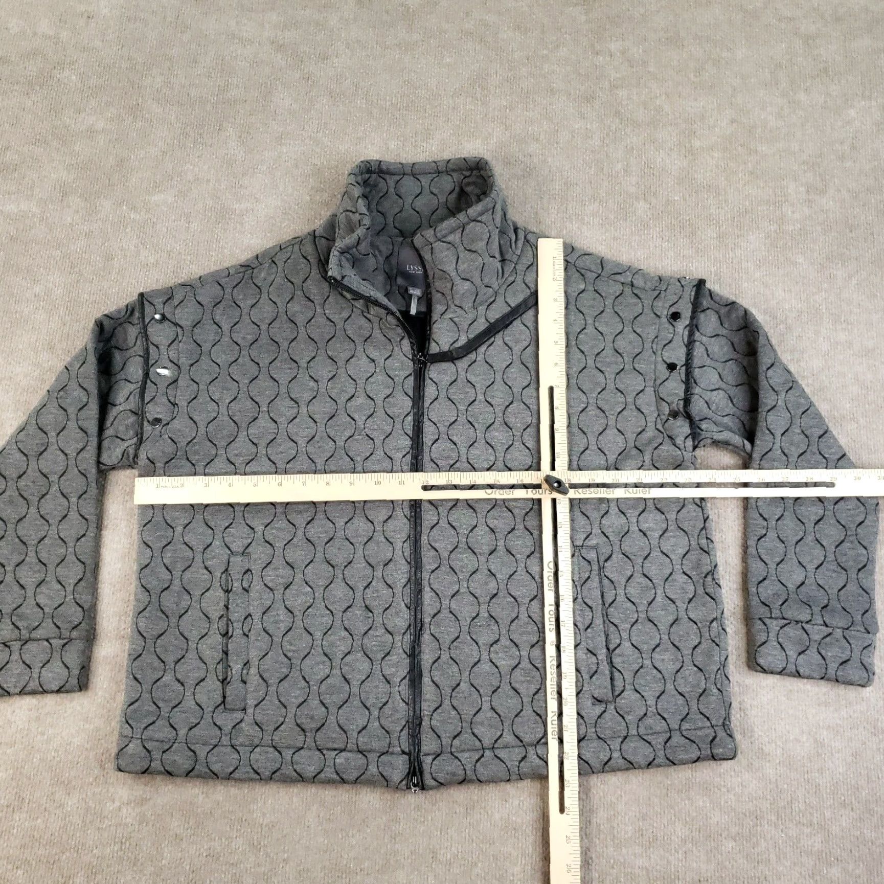Vintage Lysse Jacket Vest Women L Gray Full Zip Mock Neck Casual Stretch - Lyssé - Jacket - Women - L - Gray - Full Zip - Casual - 90s? Size L / US 10 / IT 46 - 2 Thumbnail