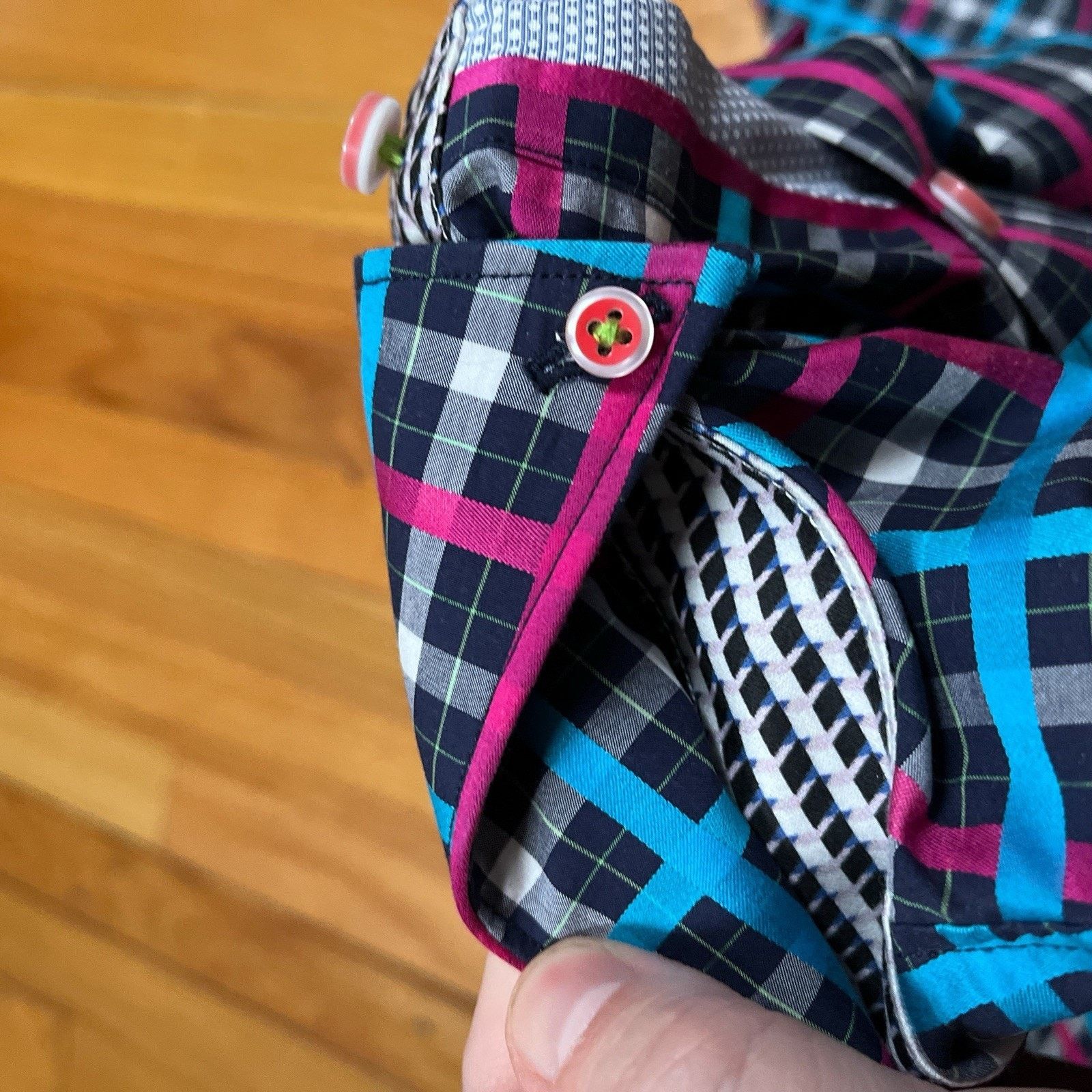 Robert Graham Robert Graham X Tailored Fit Flip Cuff Gingham Grid Plaid Size US XXL / EU 58 / 5 - 9 Thumbnail