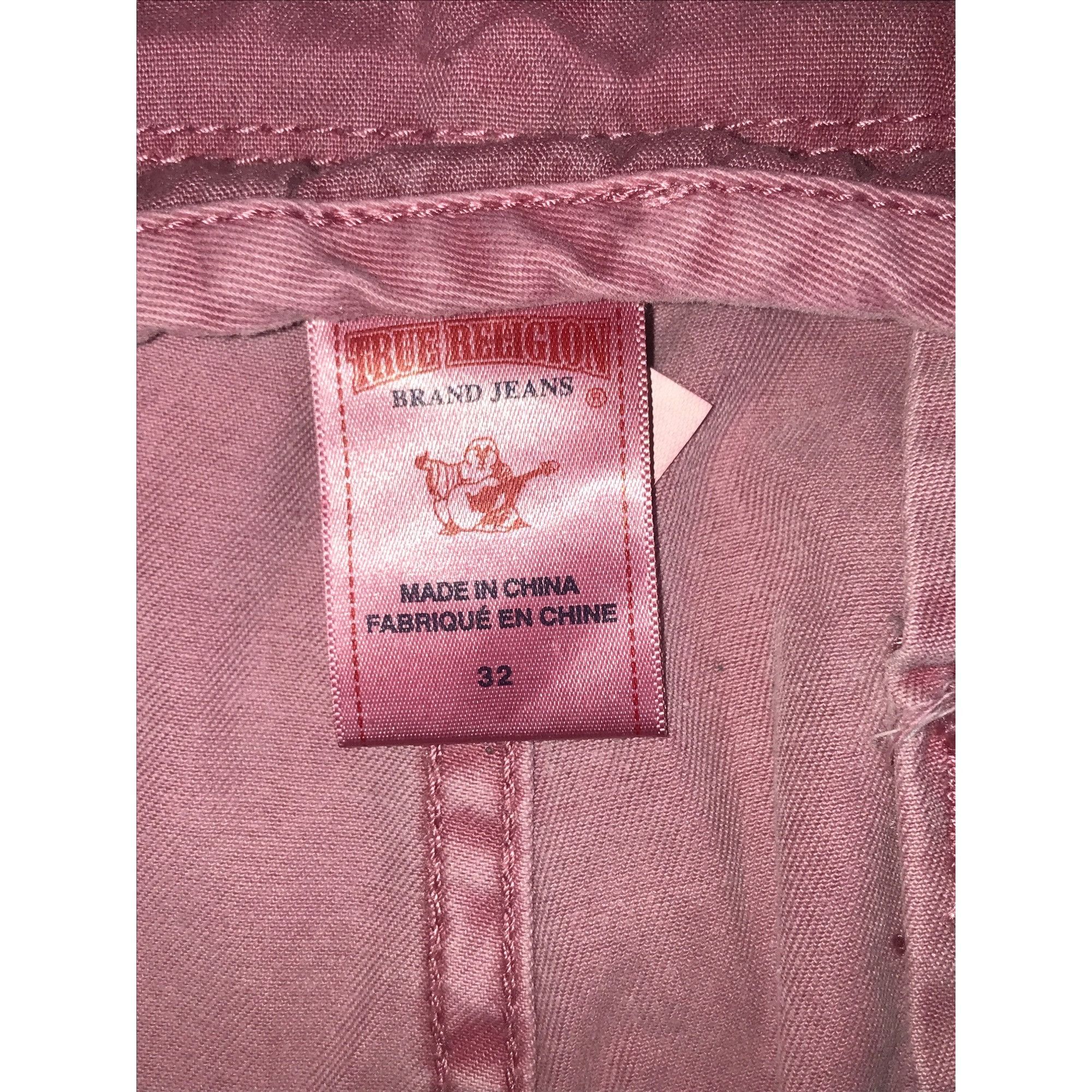 Designer True Religion Women's Pink/Blue Distressed Straight Leg Jean Size 32" / US 10 / IT 46 - 3 Thumbnail