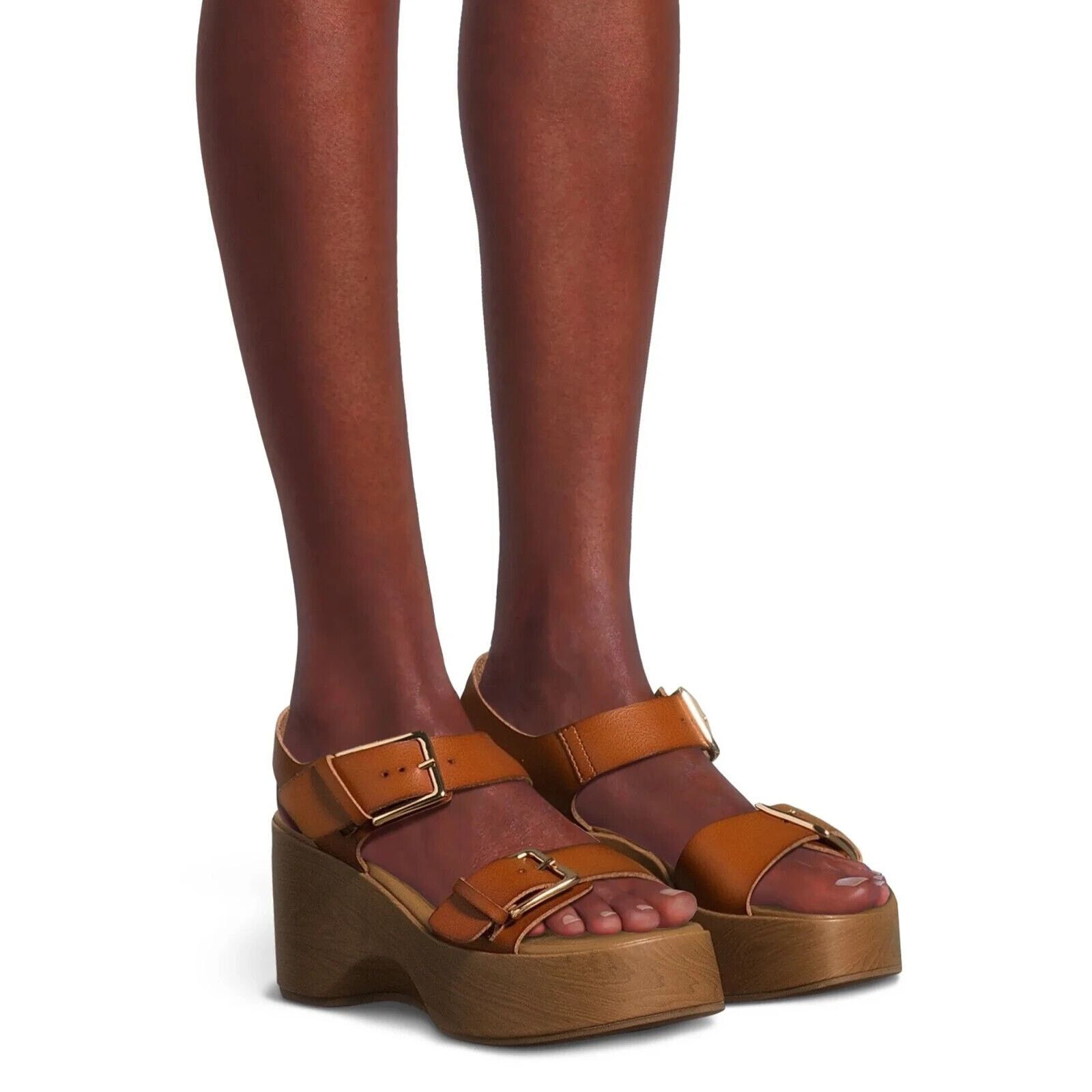 Other 70'S GROOVY BROWN FAUX LEATHER PLATFORM STRAP SANDALS SZ 8 Size US 8 / IT 38 - 5 Thumbnail