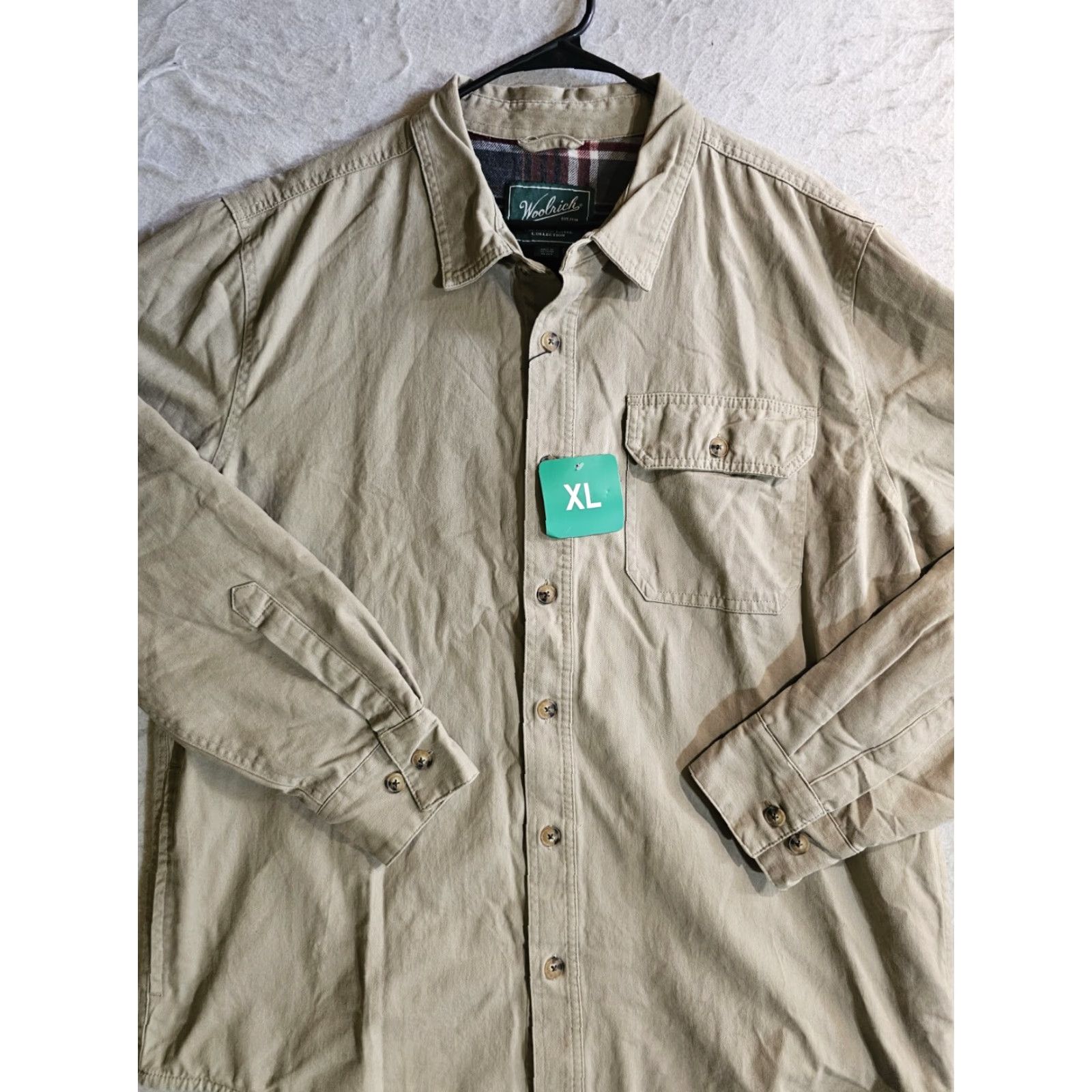 Vintage Woolrich Shirt Jacket NWTs Classic Flannel Lined Button-Up Mens Sz X-LARGE Khaki Size US XL / EU 56 / 4 - 2 Thumbnail