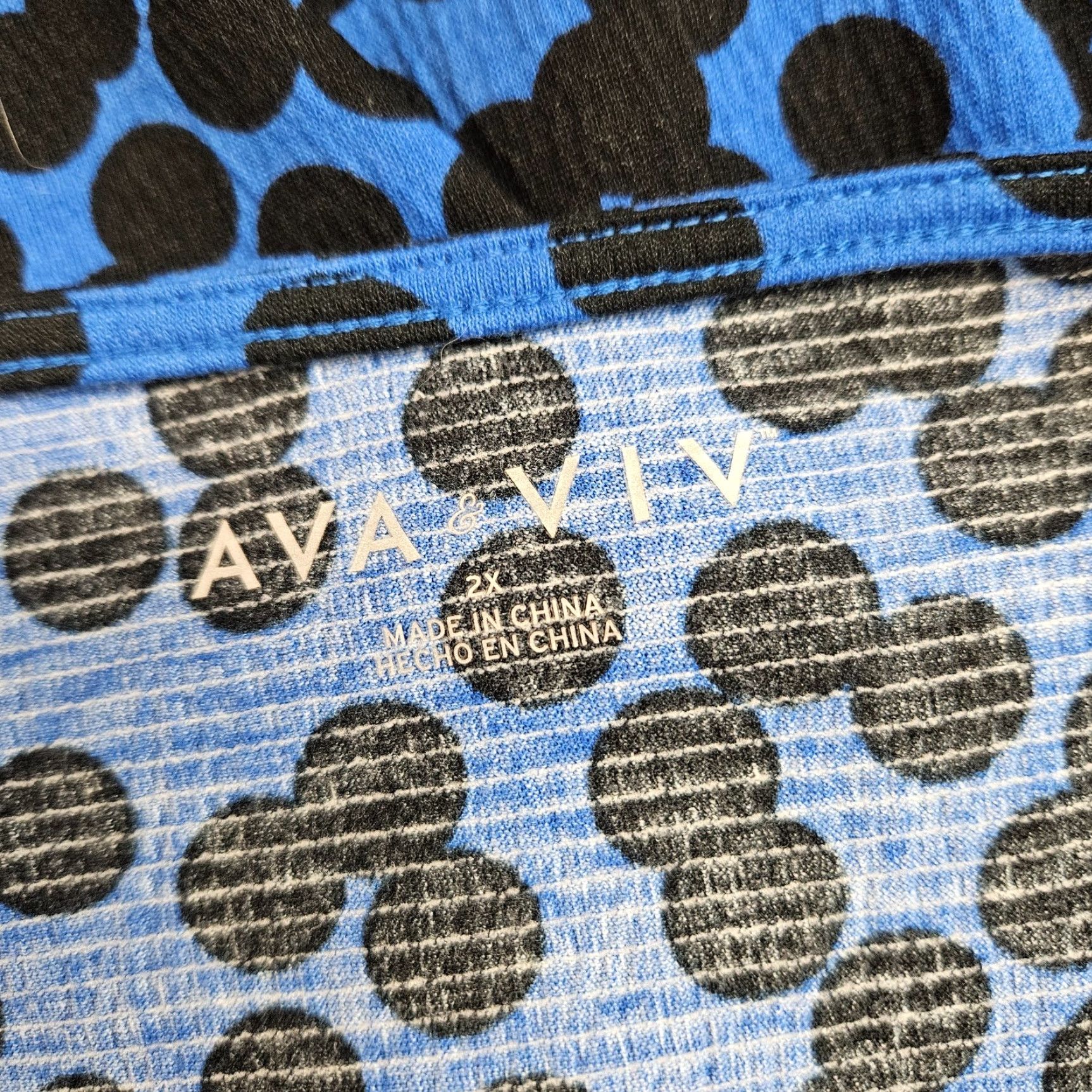 Vintage Ava & Viv Womens Top 2X Black Blue Long Sleeve Tie Front Blouse Shirt Womens Size XXL / US 16-18 / IT 52-54 - 6 Thumbnail