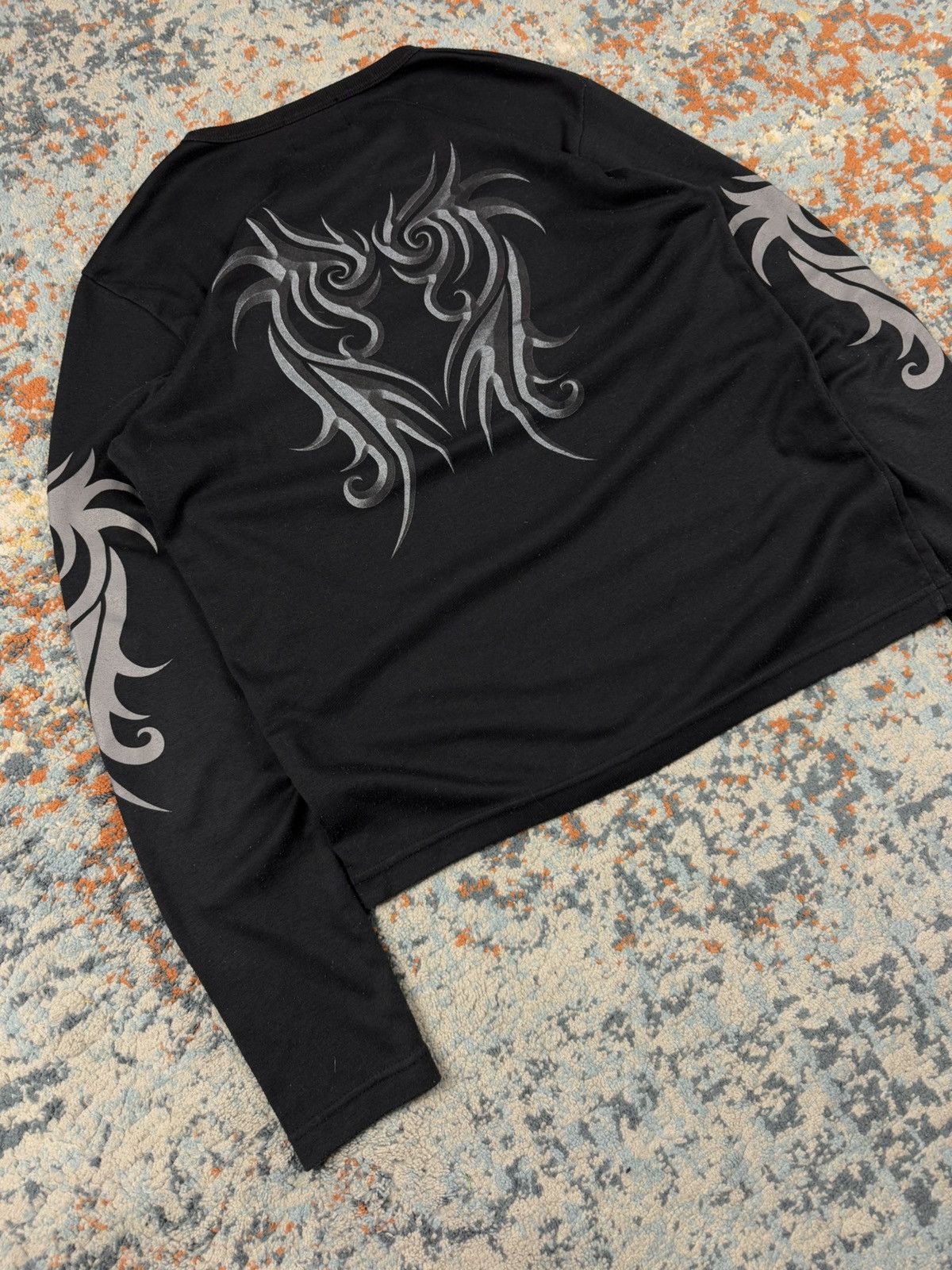Japanese Brand × Vintage Vintage y2k crazy tribal dragon print rave style long sleeve Size US S / EU 44-46 / 1 - 4 Thumbnail