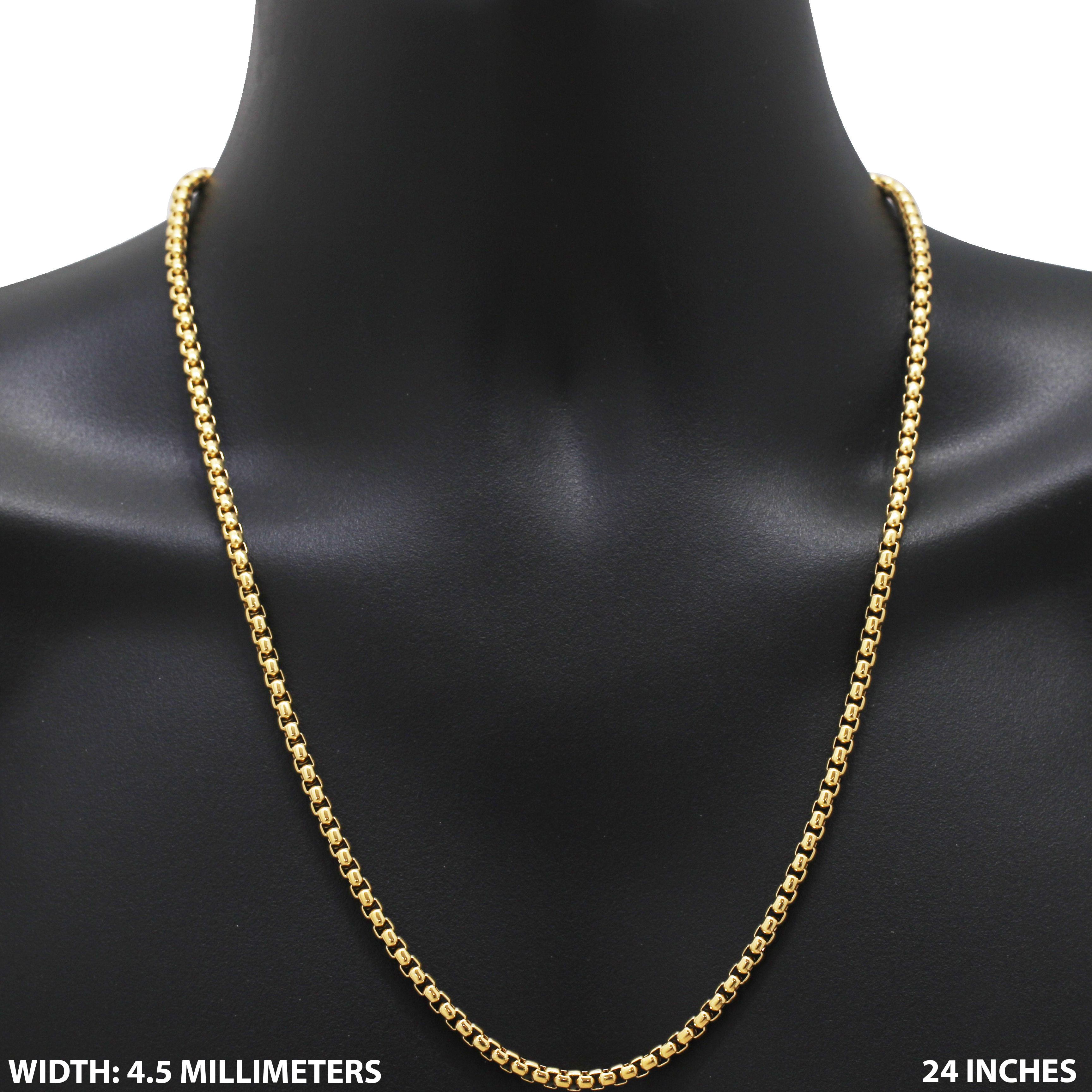 Other 316L Stainless Steel 18k GP 4.5mm Box Chain Necklace 24” Size ONE SIZE - 1 Thumbnail