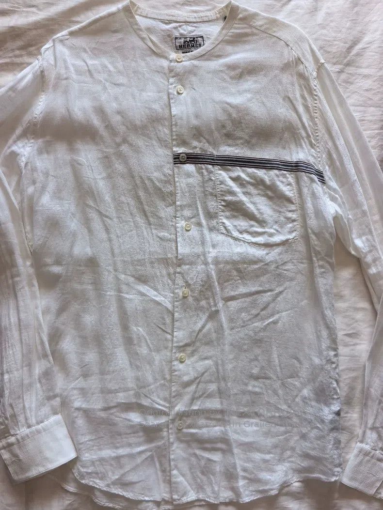 Hermes Hermes Linen Collar Shirt Size US XXS / EU 40 - 1 Thumbnail