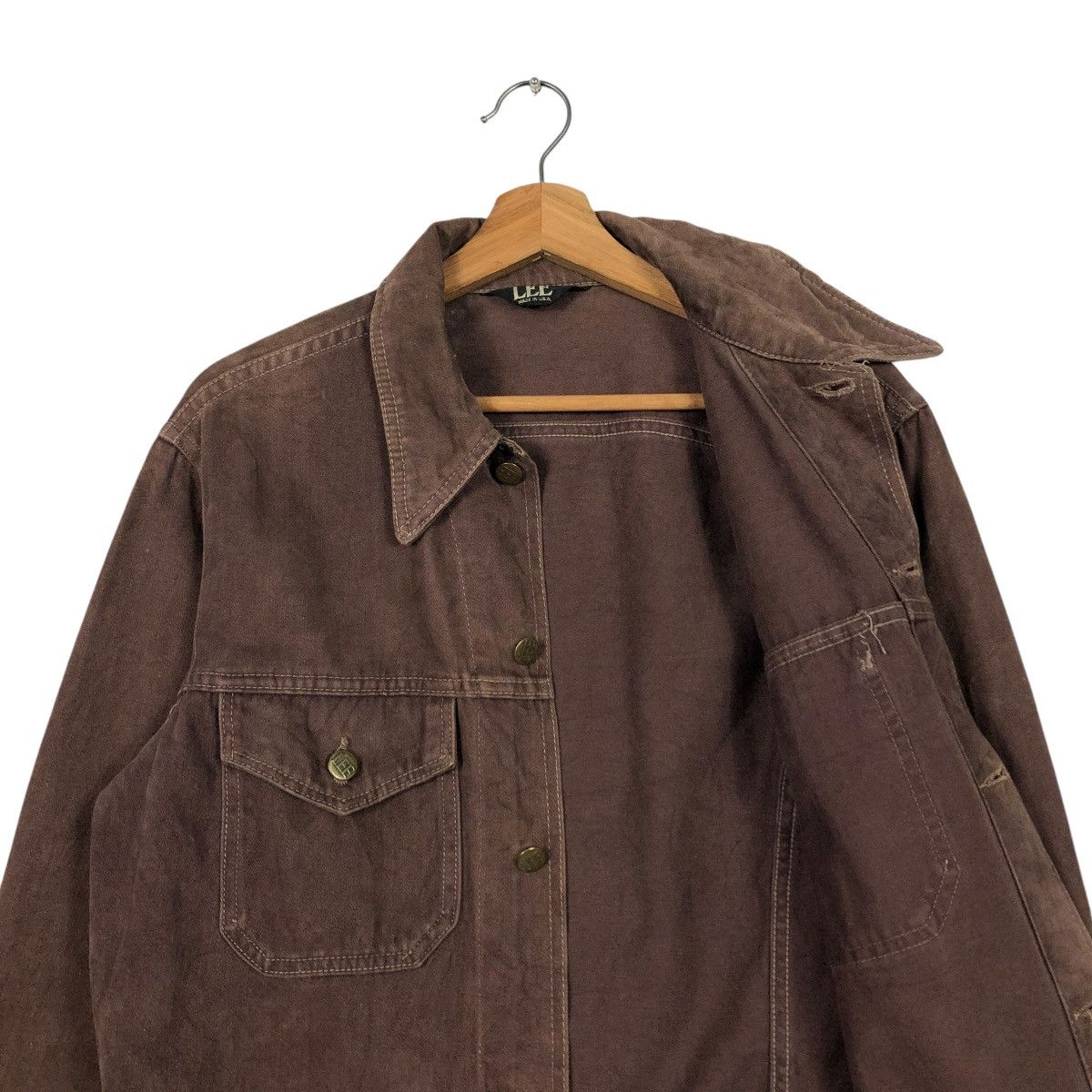Lee 🔥VINTAGE TRUCKER BIKER JACKET LEE MADE IN USA UNION MADE Size US M / EU 48-50 / 2 - 14 Thumbnail