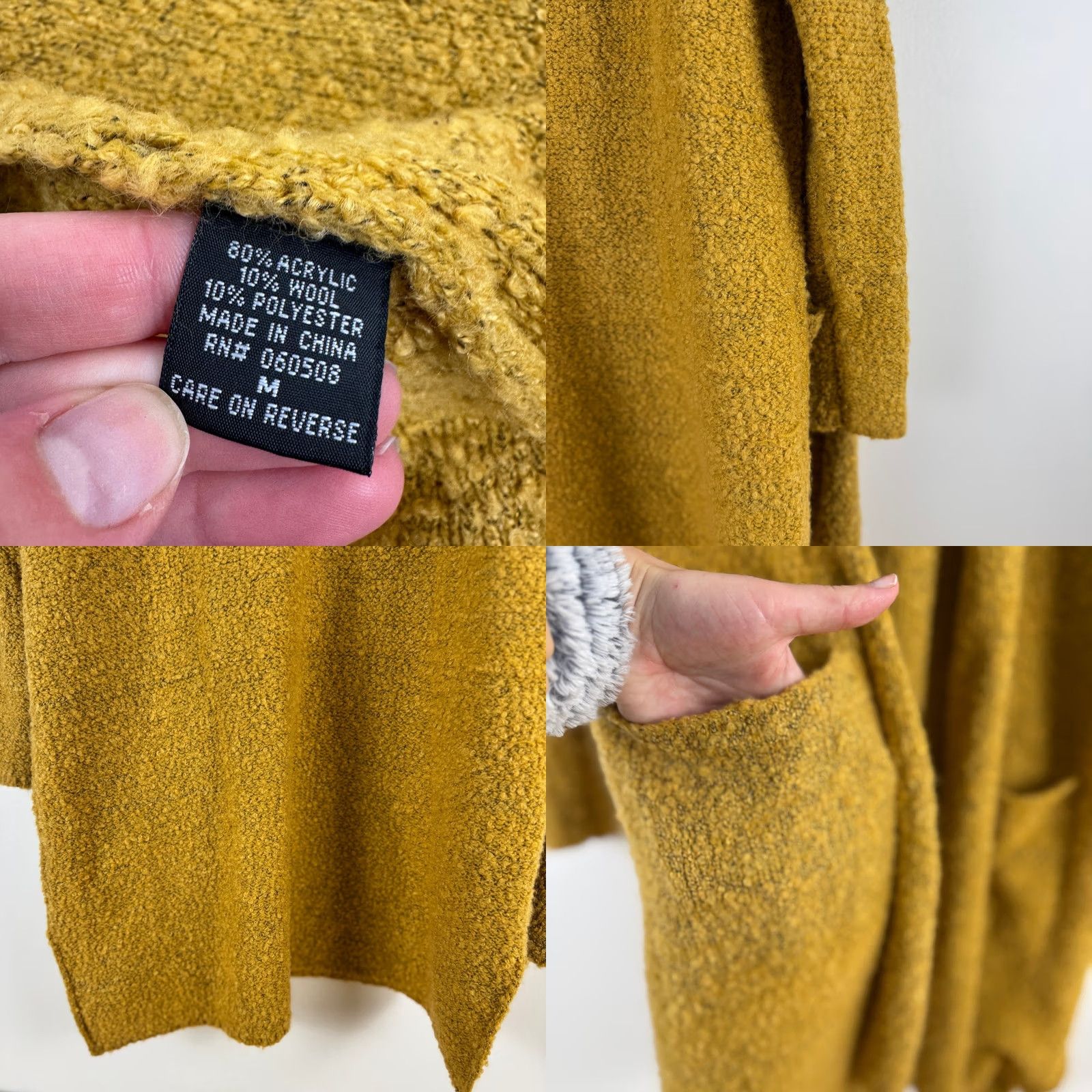 Vintage Angie Cardigan Sweater Open Front M Wool Blend Mustard Yellow Knit Size M / US 6-8 / IT 42-44 - 8 Thumbnail