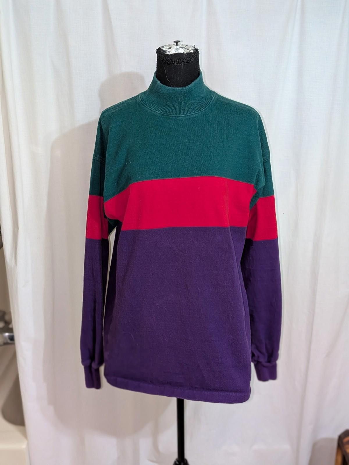 L.L. Bean Vtg 90s LL Bean Heavy Mock Neck Striped Long Sleeved Shirt M Size US M / EU 48-50 / 2 - 1 Thumbnail