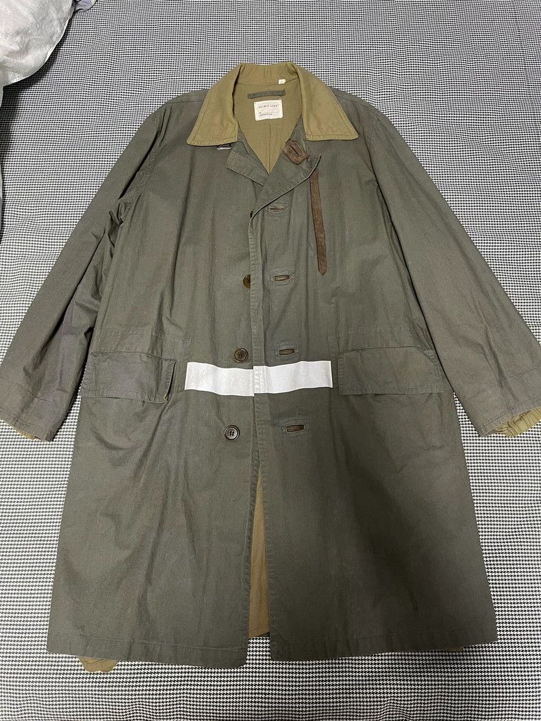 HELMUT LANG size46 White line army green overcoat jacket