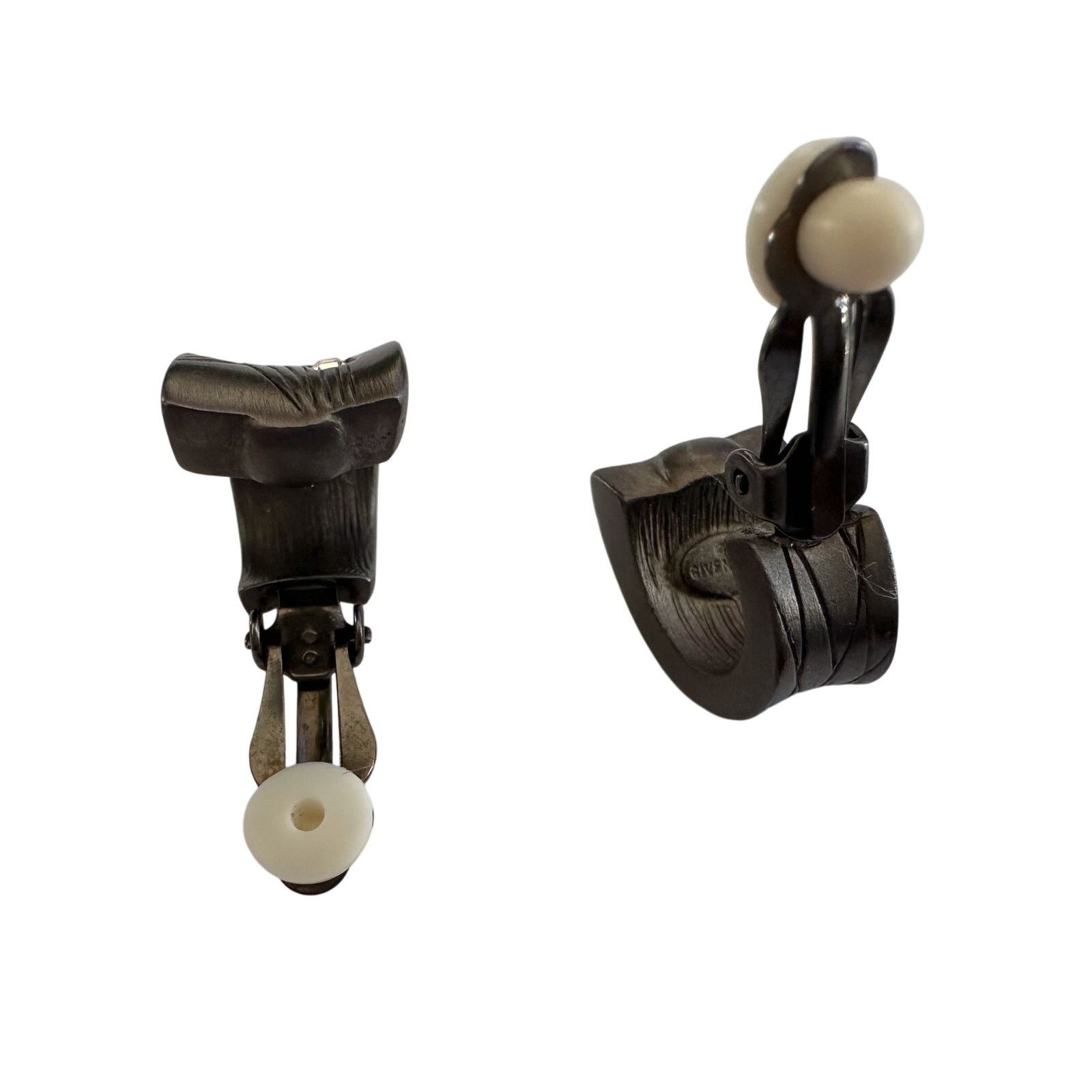 Givenchy Givenchy Dark Textured Clip-On Earrings with Crystal Accents Size ONE SIZE - 7 Thumbnail