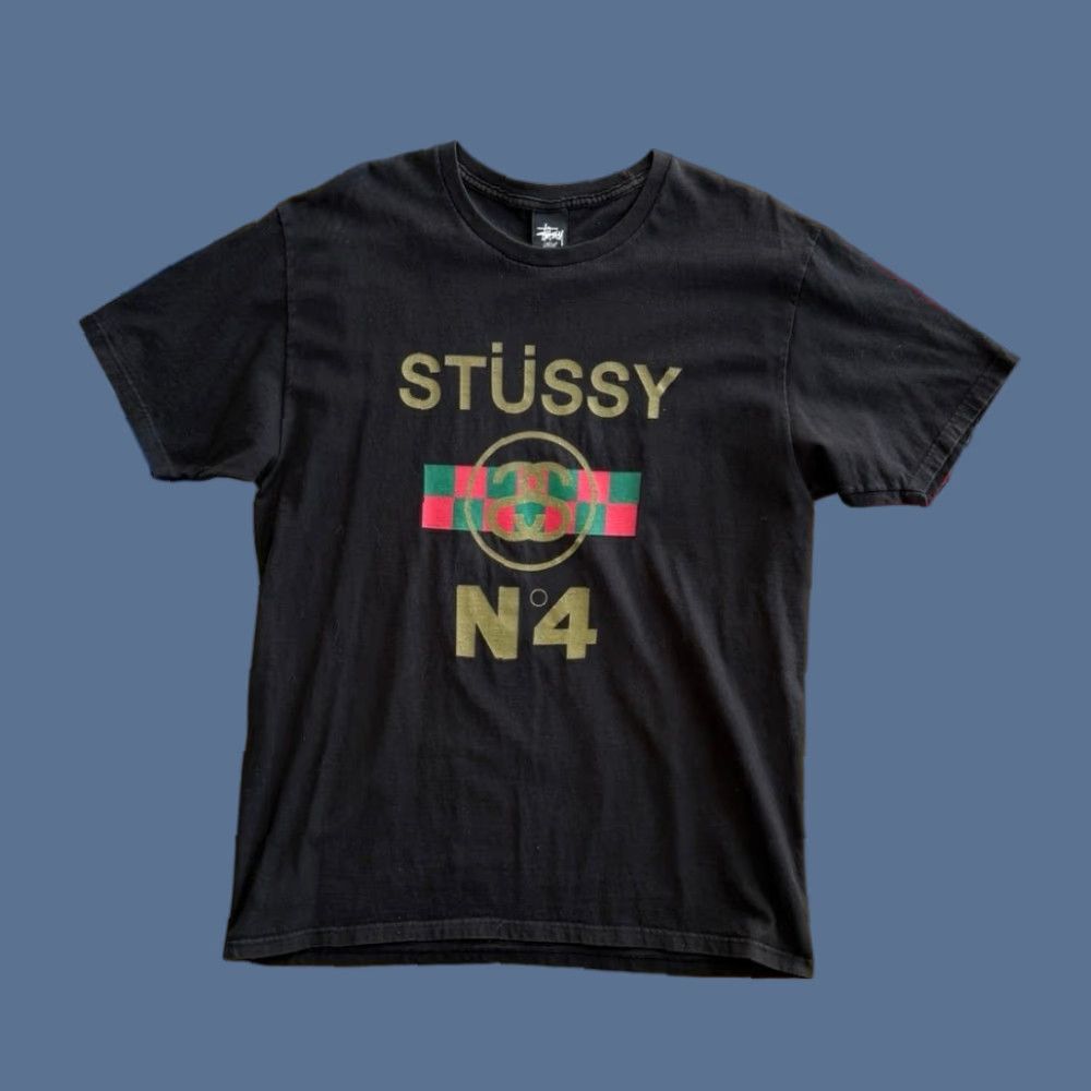 Vintage VINTAGE Stussy T-Shirt Men L Black Gold N4 S Link Streetwear Skater Y2K Mens Short Sleeve Regular Pattern Solid Vintage Size US L / EU 52-54 / 3 - 1 Thumbnail