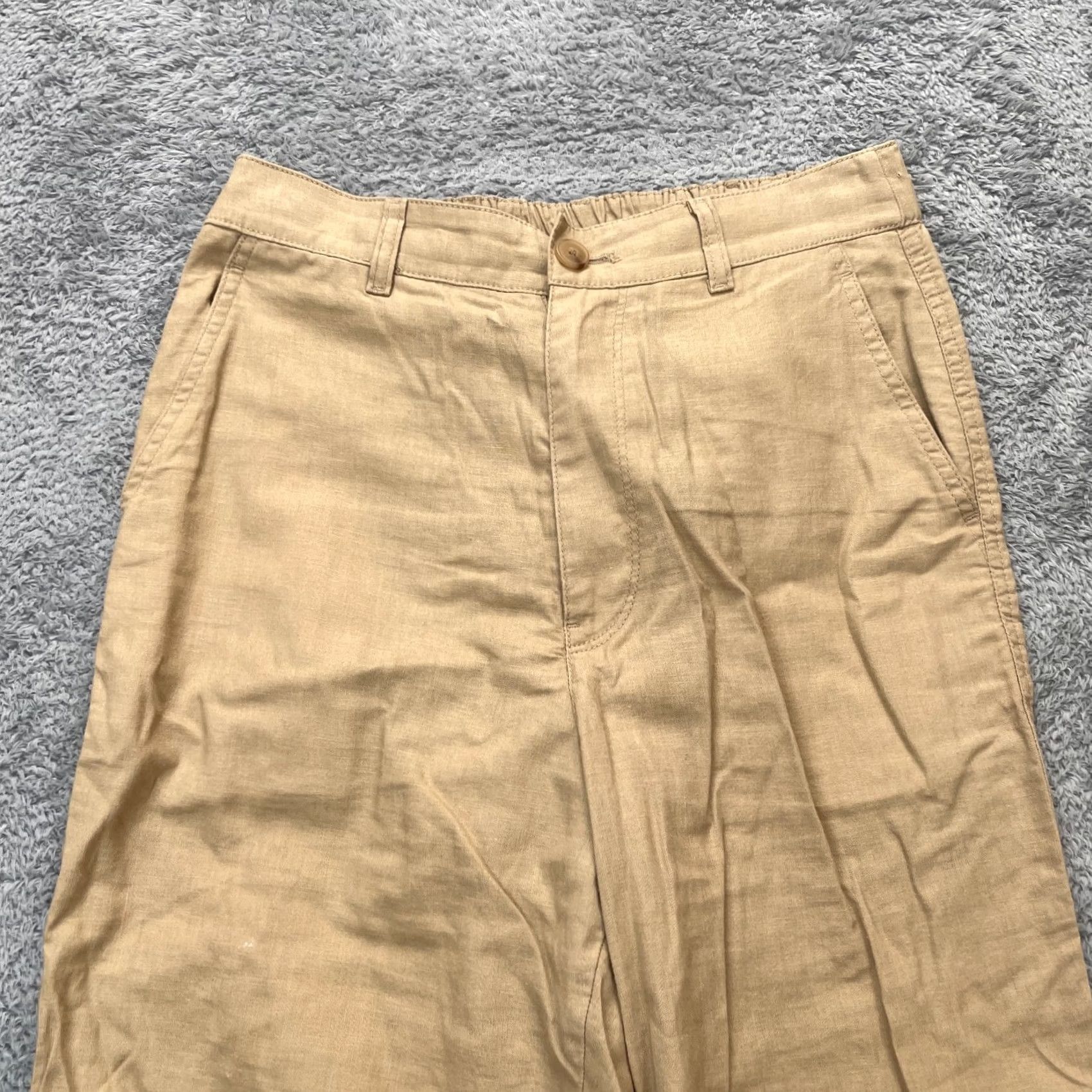 Uniqlo Uniqlo Pants Womens Small Beige Linen Cotton Tapered Leg High Waist Regular Fit Casual Beach Bohemian Preppy 28in Inseam 25in Size 28" / US 6 / IT 42 - 4 Thumbnail