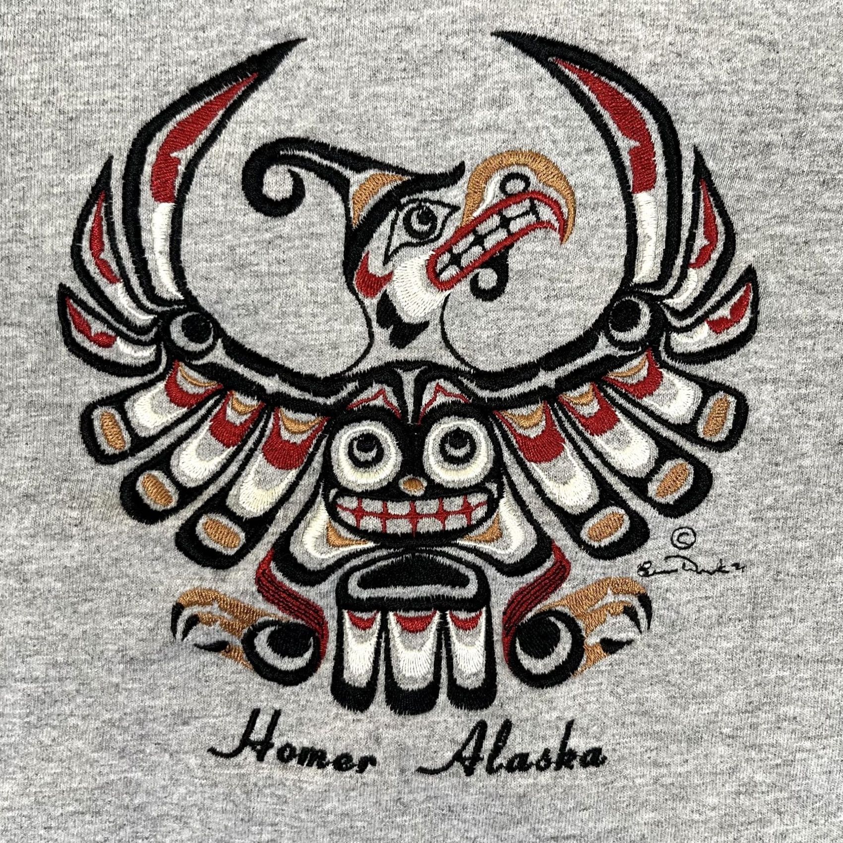 Vintage VINTAGE Homer Alaska T-Shirt Mens M Gray Embroidered Eagle Totem Size US M / EU 48-50 / 2 - 2 Thumbnail