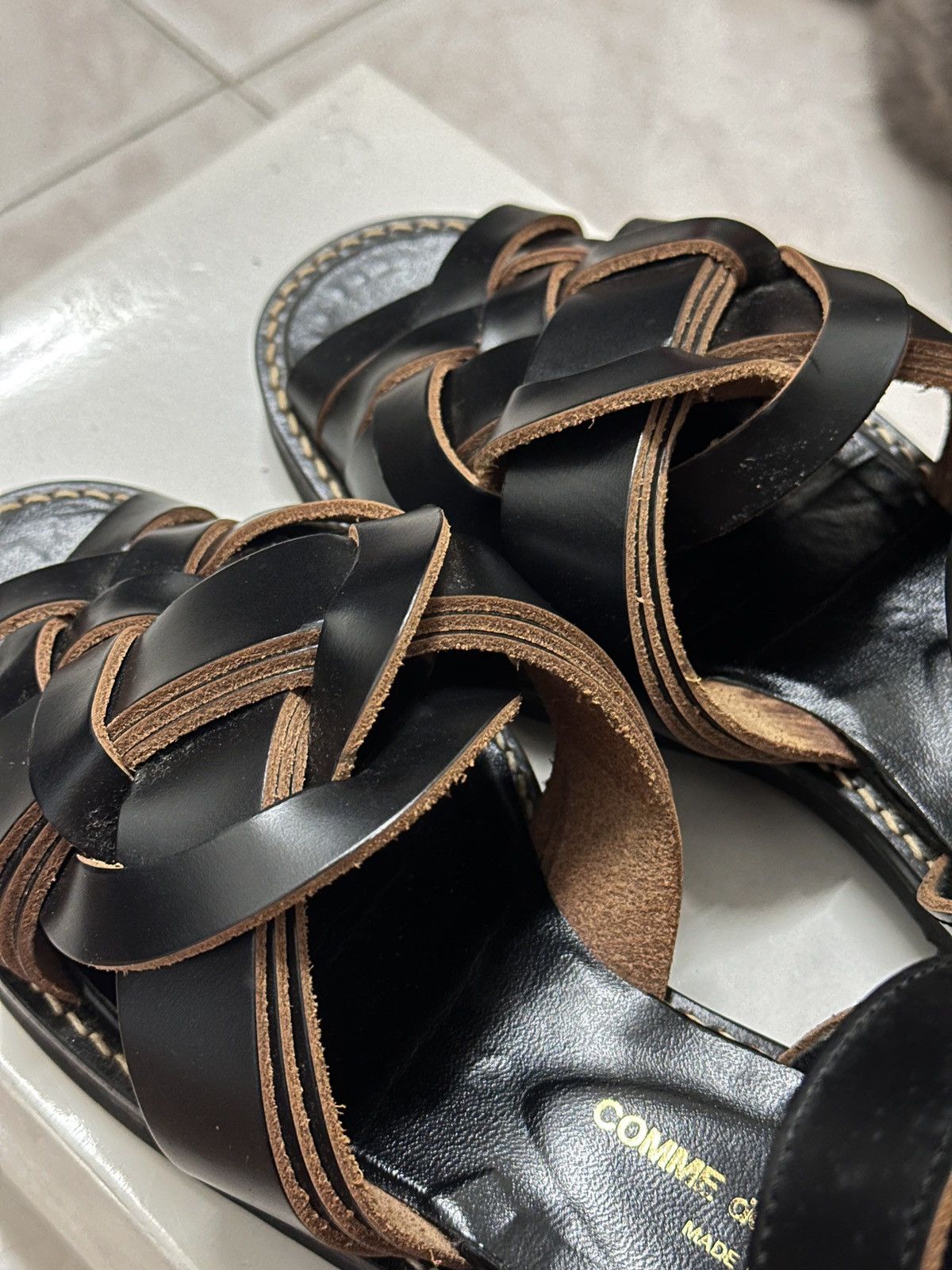 Comme des Garcons Comme des Garçons black woven leather sandals Size US 7 / IT 37 - 3 Thumbnail