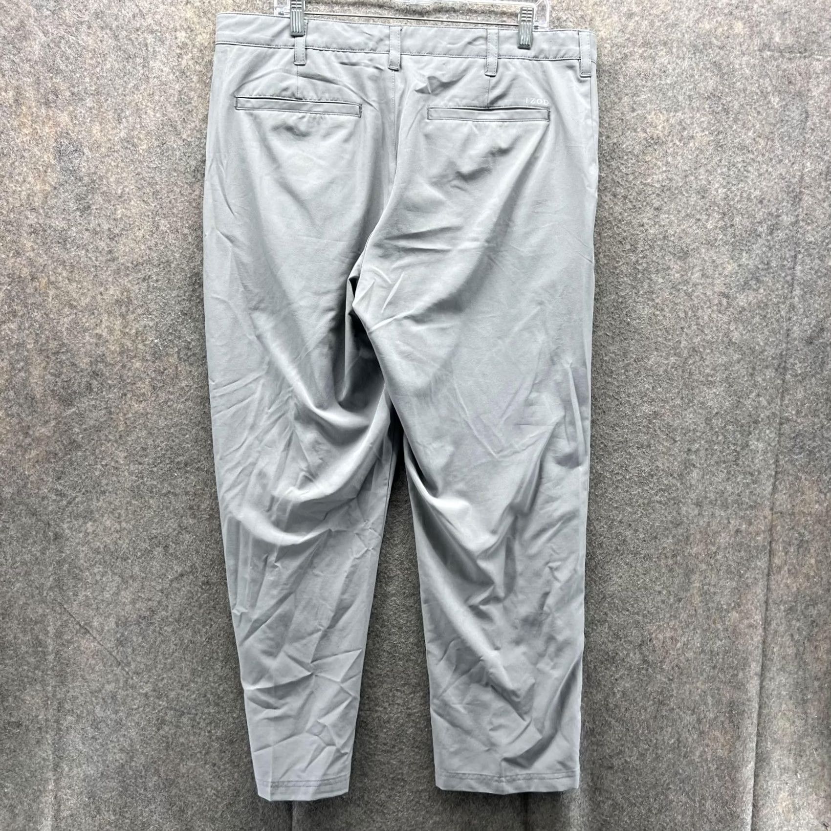 Izod IZOD Pants Men 38x30 Gray Chino Flat Front Straight Leg 38 in Adult Regular Size Type Pants Mens Size US 38 / EU 54 - 2 Thumbnail