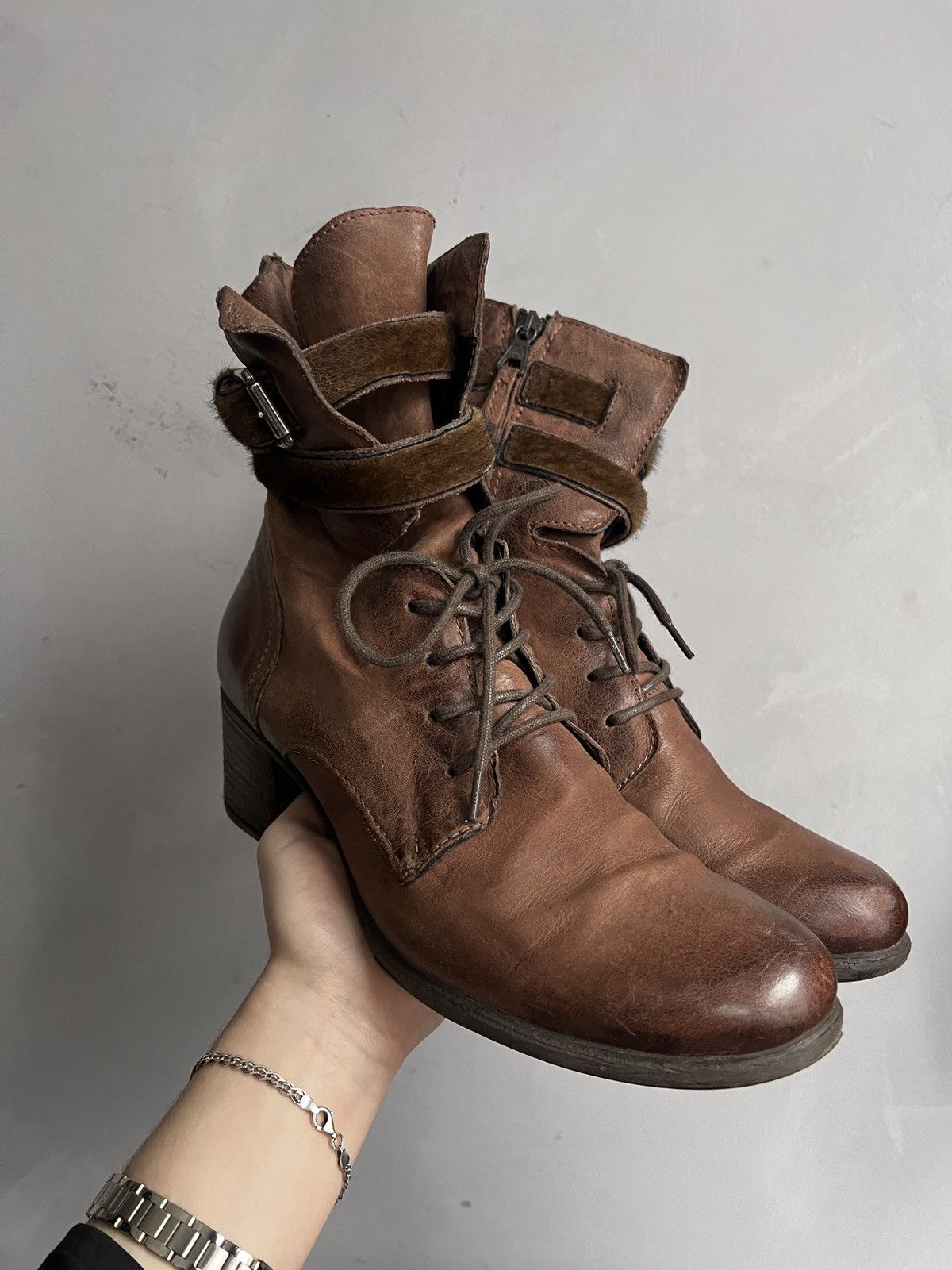 A.S.98 Leather guidi style high heel boots lace up vintage style Size US 8 / EU 41 - 1 Thumbnail