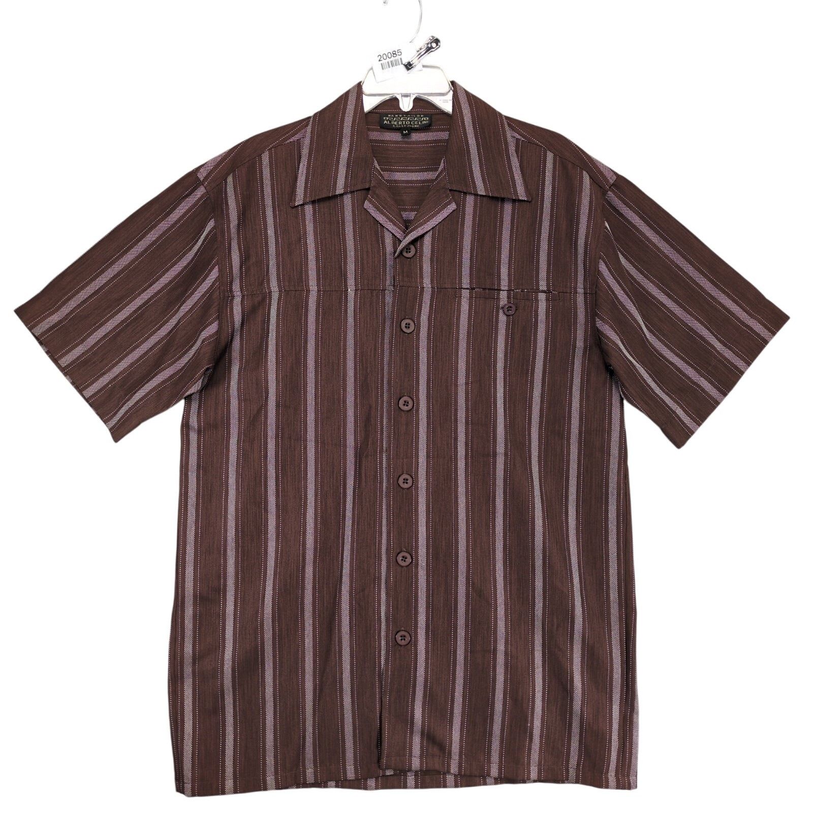 Vintage Alberto Celini Collezione Men's M Cuban Striped Button Shirt Size US M / EU 48-50 / 2 - 1 Thumbnail