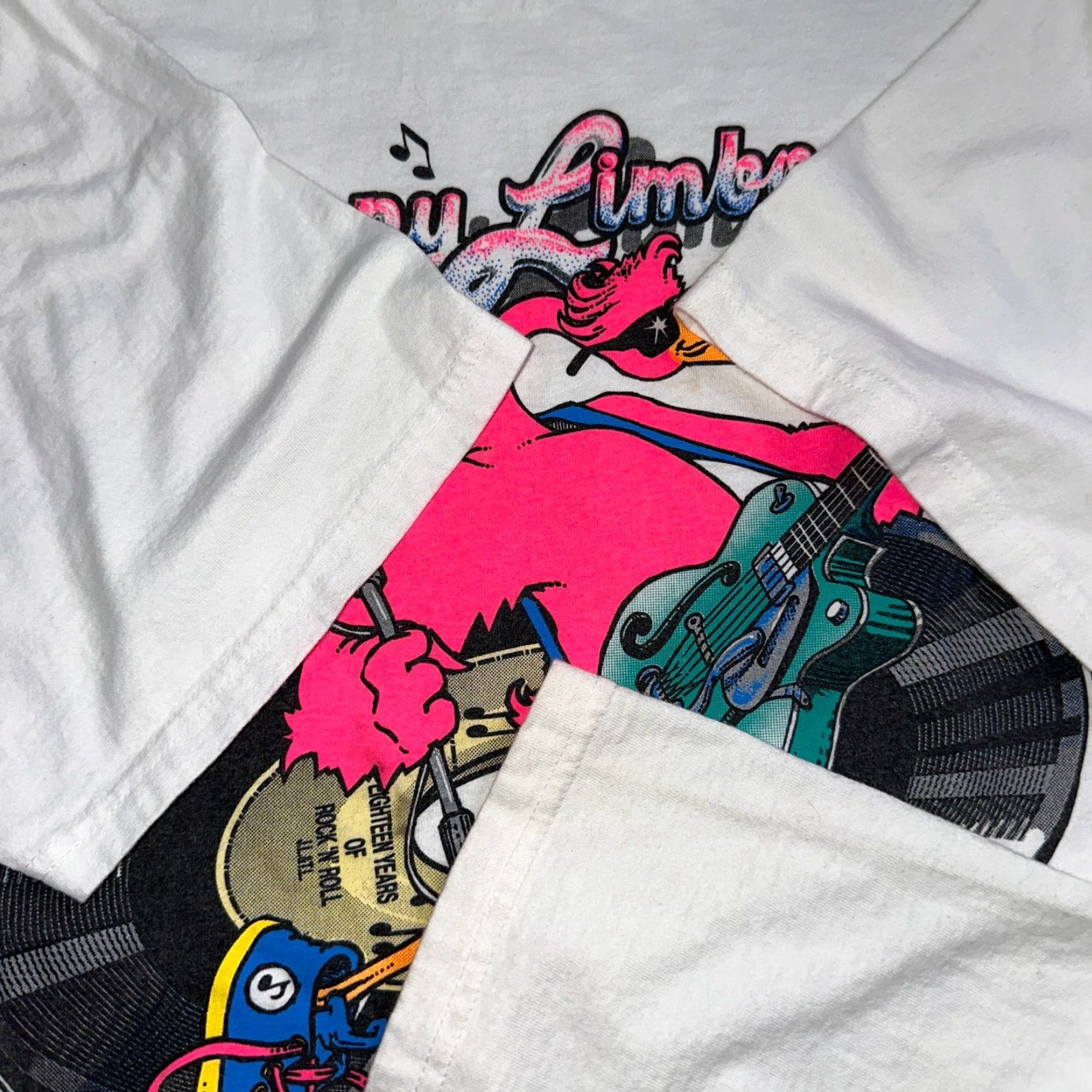 Jerzees VINTAGE Johnny Limbo SIGNED VTG T Shirt 90s Music Band Falmingo Funny Guitar Rock Vinyl Mens XL White Jerzees Graphic Print 70s 80s 90s Shirt Size US XL / EU 56 / 4 - 6 Thumbnail