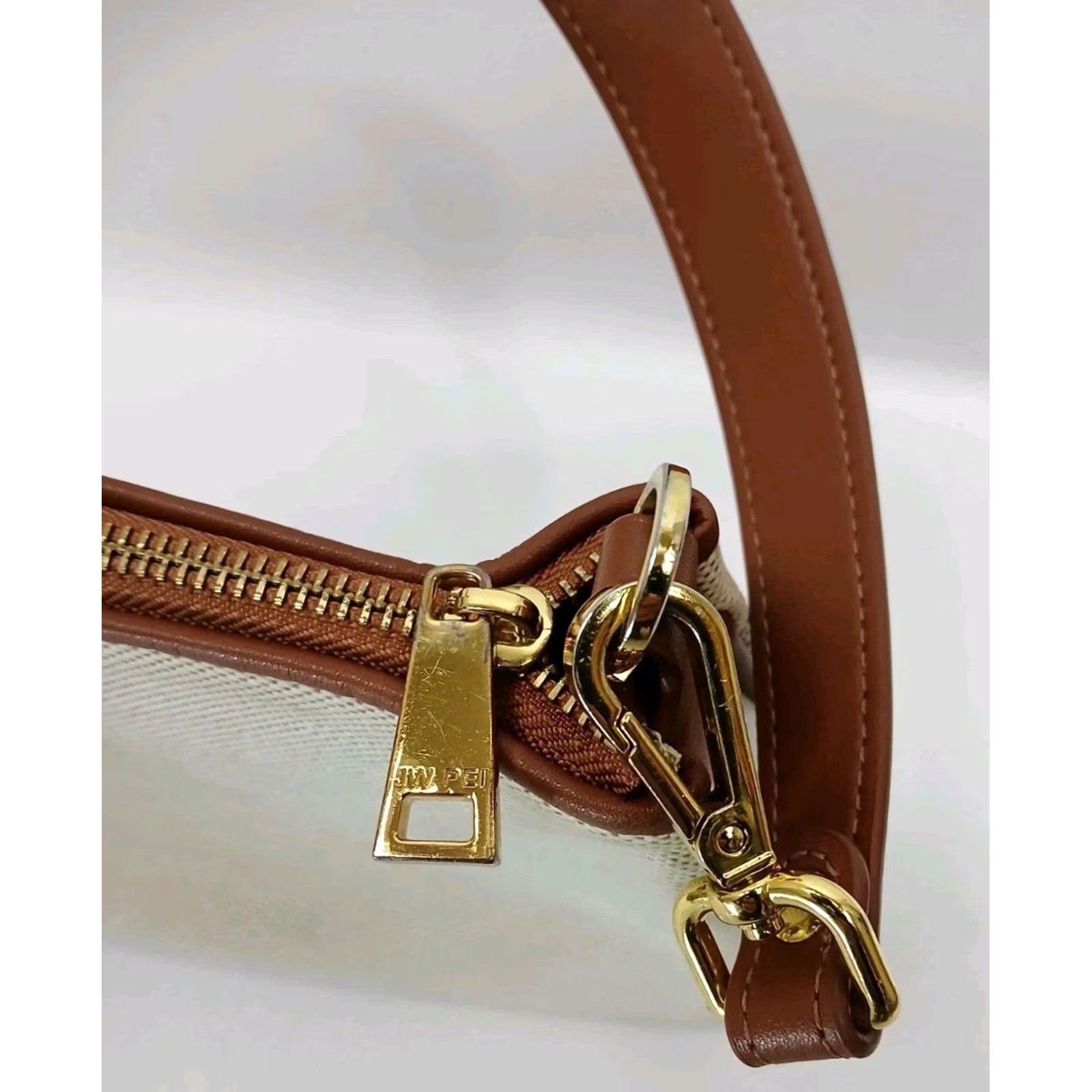 JW PEI JW PEI Shoulder Bag Womens Beige Canvas Brown Leather Handbag Logo Size ONE SIZE - 7 Thumbnail