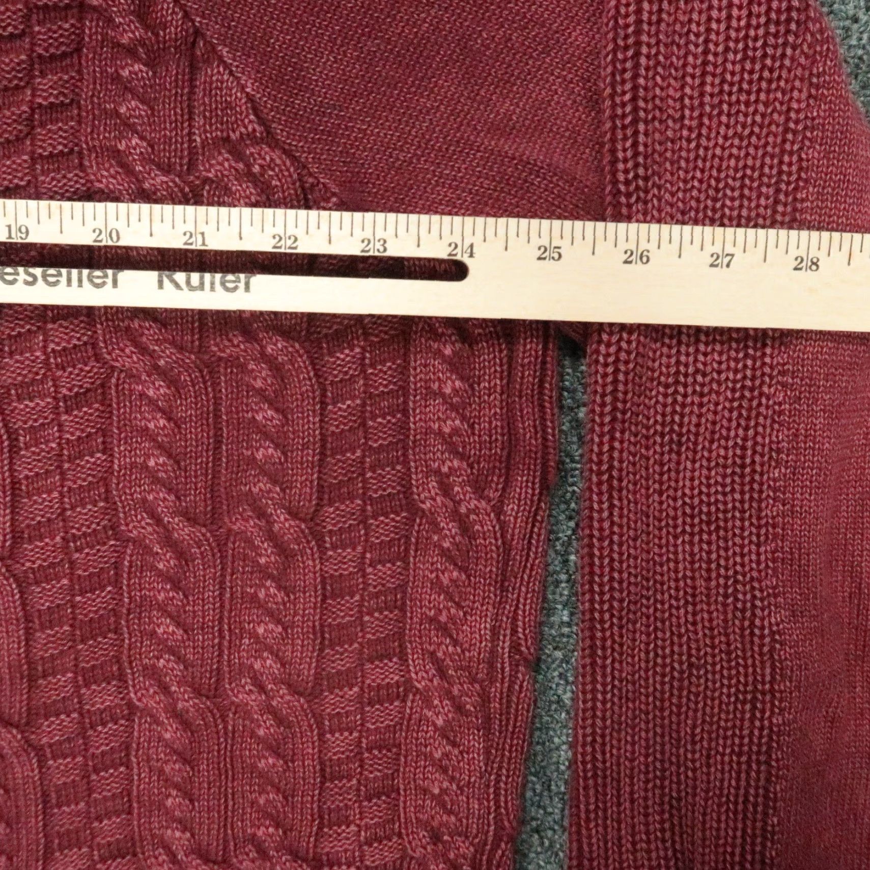 Carbon2Cobalt Carbon 2 Cobalt Sweater Men XXL Red Quarter Zip Cable Knit Heavyweight Size US XXL / EU 58 / 5 - 5 Thumbnail