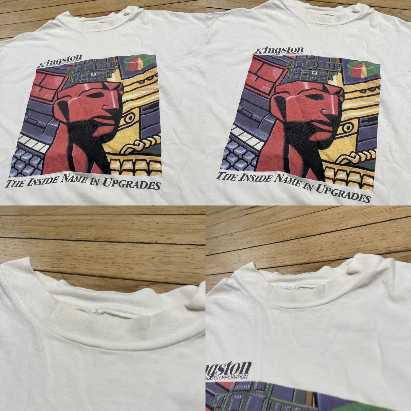 Hanes VINTAGE Kingston Technology Corp Memory White T-Shirt Men L 90s Single Stitch Graphic Print Hanes Mens Size US L / EU 52-54 / 3 - 10 Thumbnail