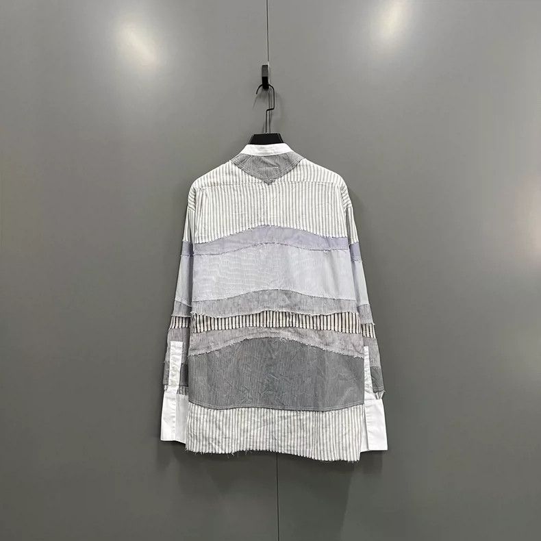 Greg Lauren greg lauren Destruction of striped patchwork shirt 2506-Ne Size US L / EU 52-54 / 3 - 3 Thumbnail