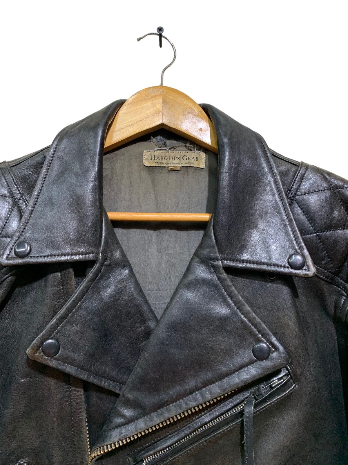 Japanese Brand 🔥HAROLD GEAR DOUBLE COLLAR BIKERS LEATHER JACKET Size US M / EU 48-50 / 2 - 4 Thumbnail