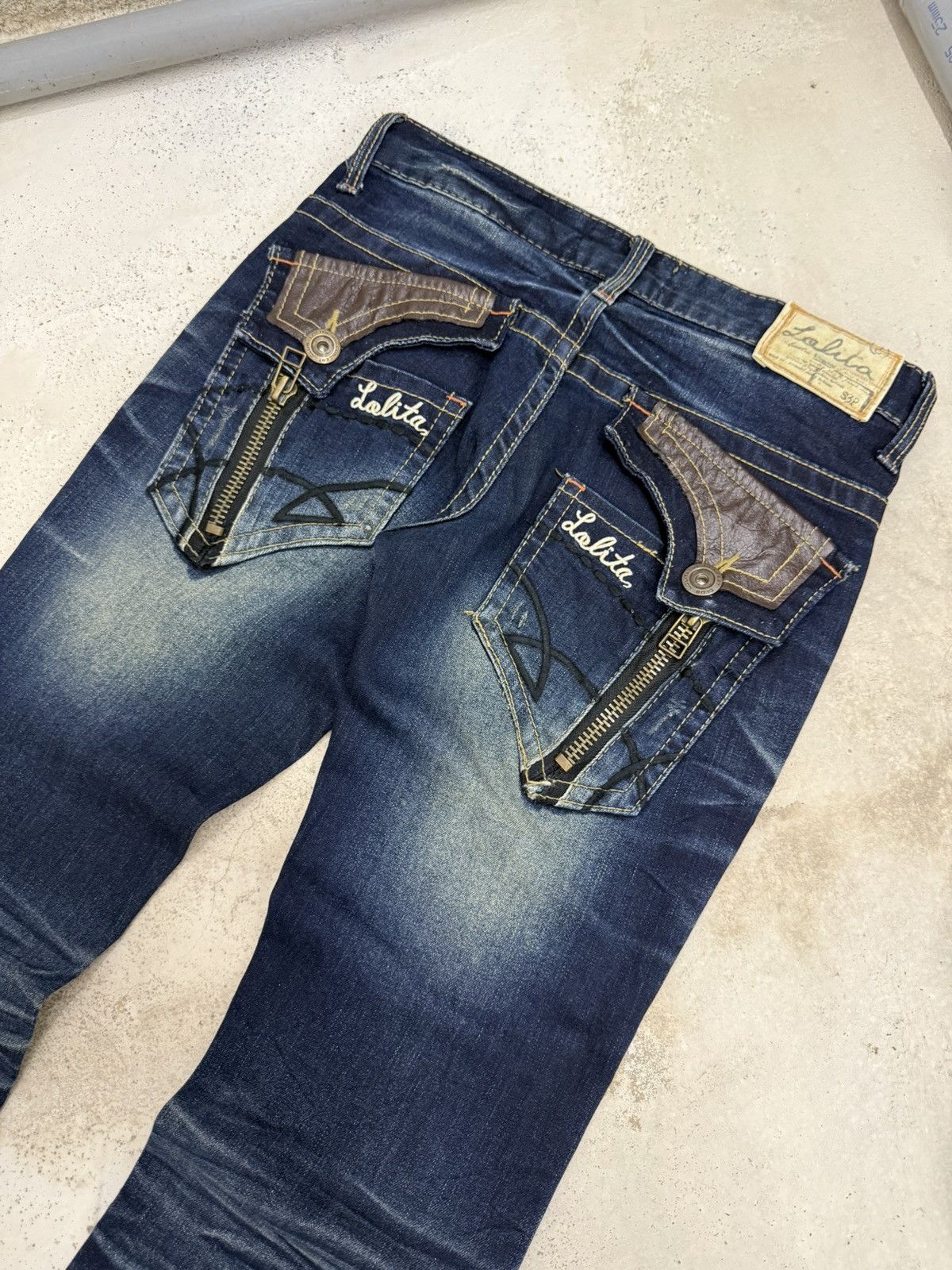 Japanese Brand × Tornado Mart Lolita Japan Claw Mark Leather Trimmed Pocket Flare Jeans Size US 29 - 3 Thumbnail