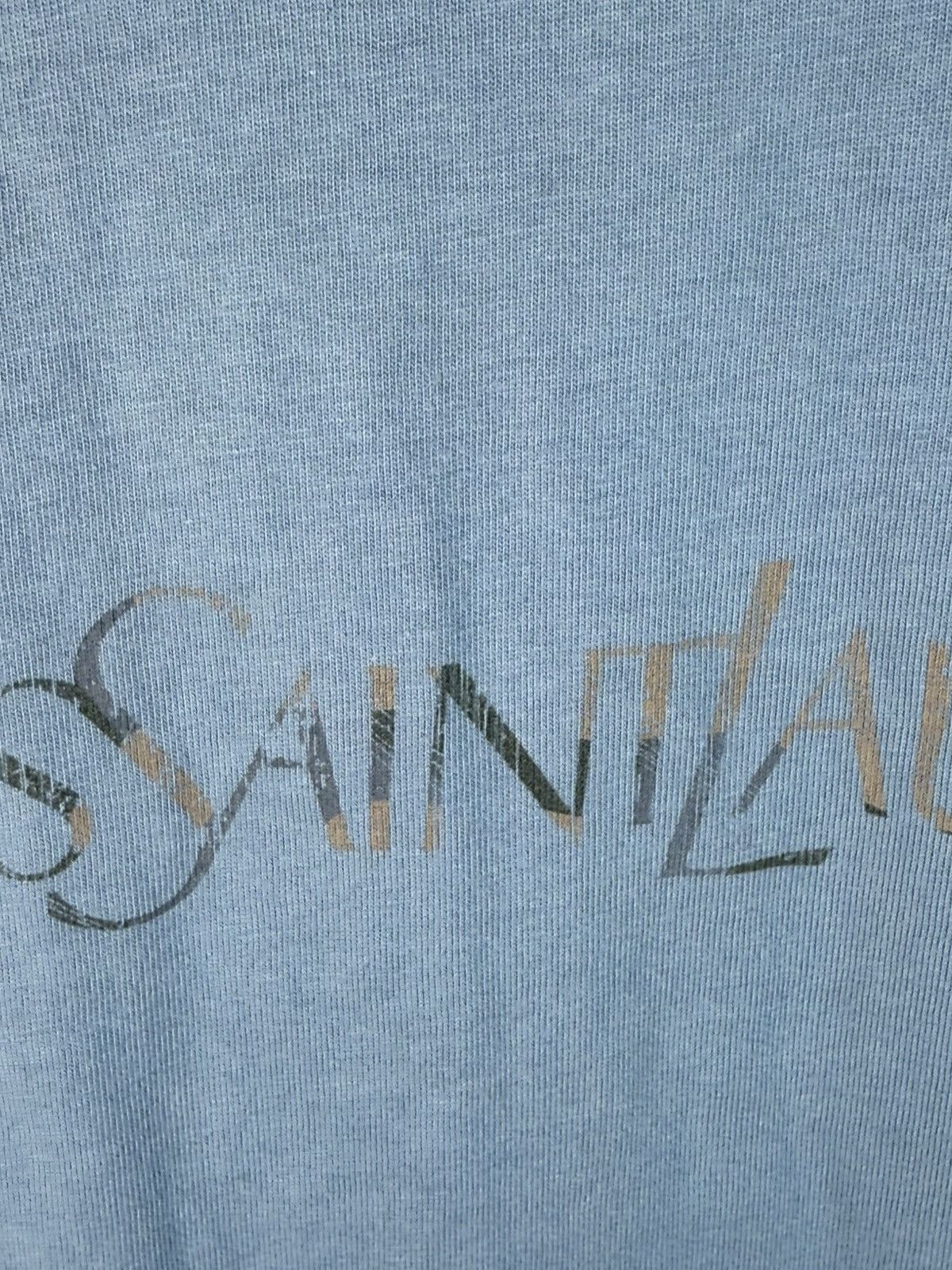 Yves Saint Laurent Blue YSL T-shirt Big Logo YSL Shirt Size US L / EU 52-54 / 3 - 16 Thumbnail
