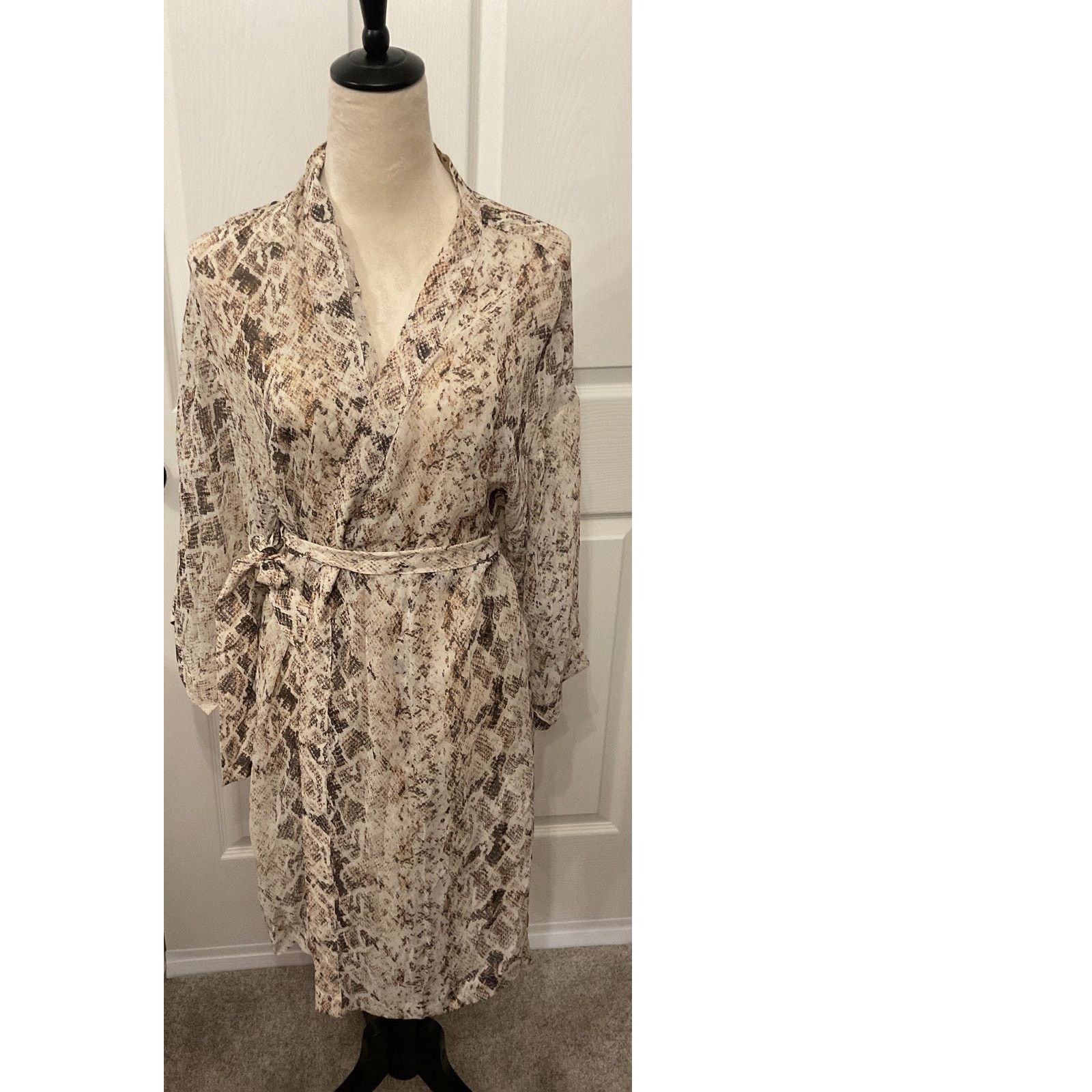 NICHOLAS Nicholas 100% Silk Snakeskin Semi-Sheer Tie-Front Dress, OS Size ONE SIZE - 1 Thumbnail