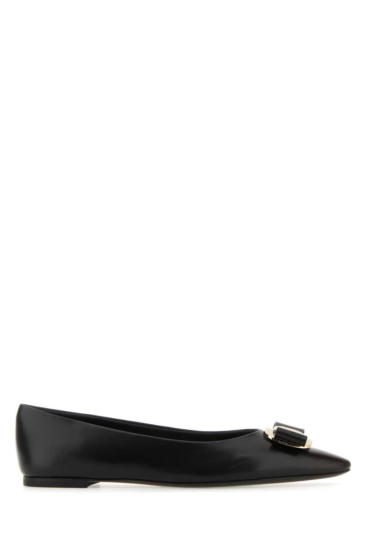 Salvatore Ferragamo Black Leather Zea Ballerinas Size US 5 / IT 35 - 1 Thumbnail
