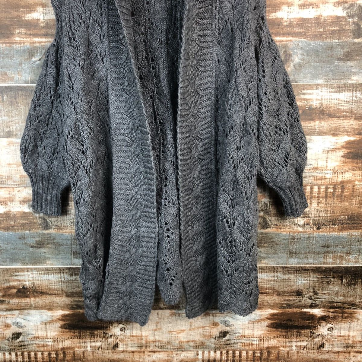 Homespun Knitwear Shided Grey crochet Cardigan Knitwear #A2355 Size L / US 10 / IT 46 - 3 Thumbnail