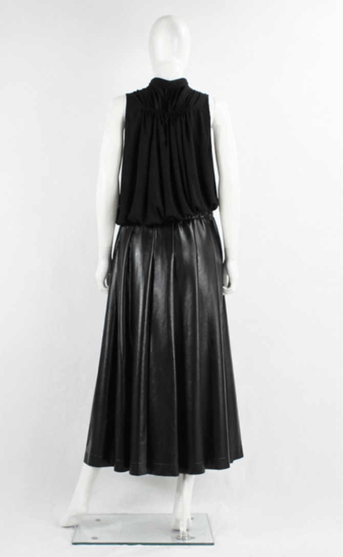 Comme des Garcons Black BLACKCOMME des GARCONS - Leather Pleated Midi Skirts Size 24" / US 00 / IT 34 - 5 Thumbnail
