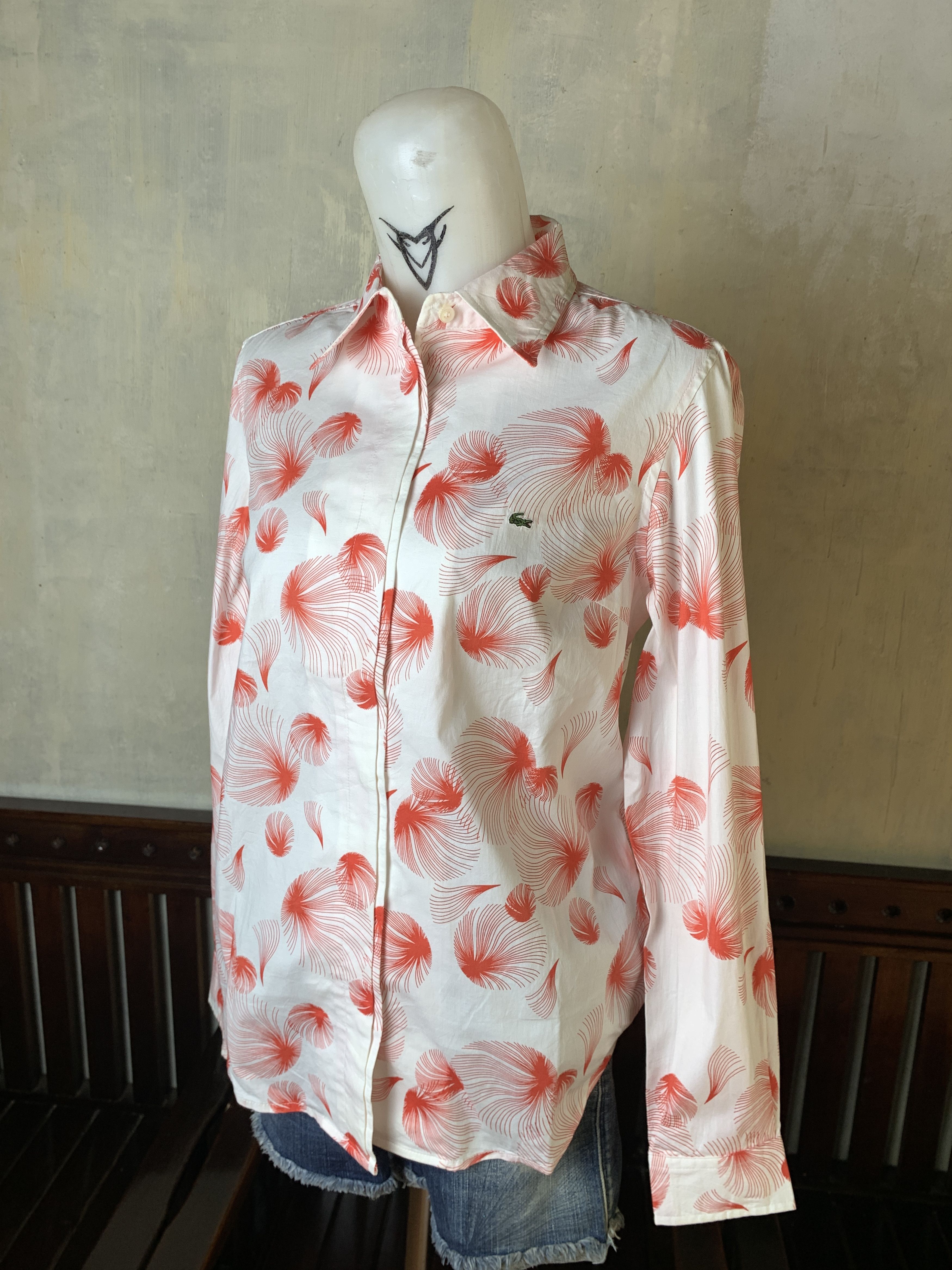 Lacoste Lacoste White Patterened Art Shirt (M) Size M / US 6-8 / IT 42-44 - 2 Thumbnail