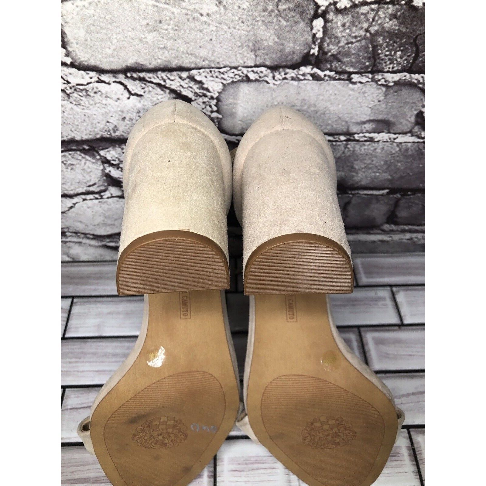Vince Camuto Vince Camuto Malissa Beige Taupe Suede Ankle Strap Block Hee Size US 9 / IT 39 - 11 Thumbnail