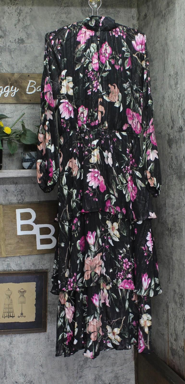 Other New Rachel By Rachel Roy Maxi Dress Cascade Garden Black 14 Size XL / US 12-14 / IT 48-50 - 2 Thumbnail
