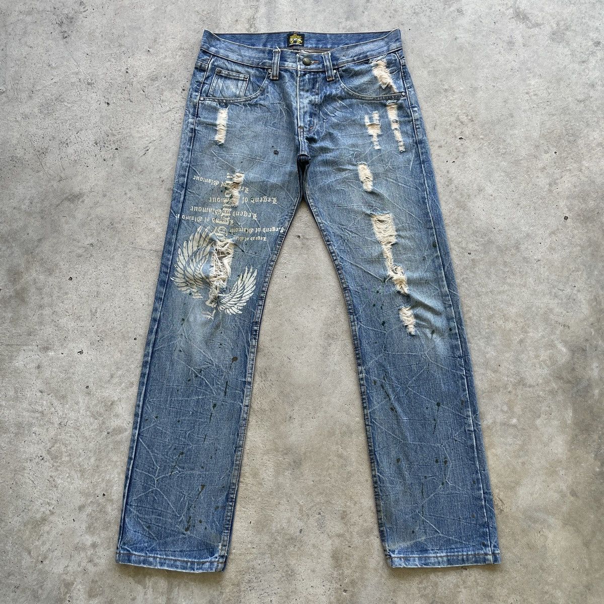 Japanese Brand Rare💥 Vintage Japanese Distressed Splash Painter Faded Jeans Size US 34 / EU 50 - 1 Thumbnail