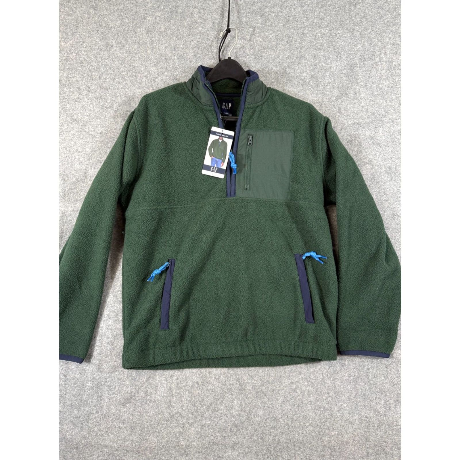 Gap Gap Sherpa Fleece Pullover Mens S Green Half-Zip Long Sleeve Stand-Up Neck NWT Size US S / EU 44-46 / 1 - 3 Thumbnail