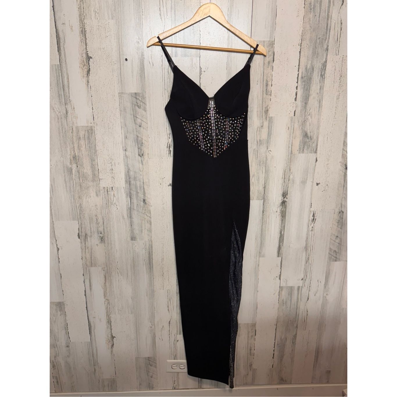 Other Black Rhinestone Mesh Evening Gown – Slit Maxi Dress, Size M Size M / US 6-8 / IT 42-44 - 8 Thumbnail