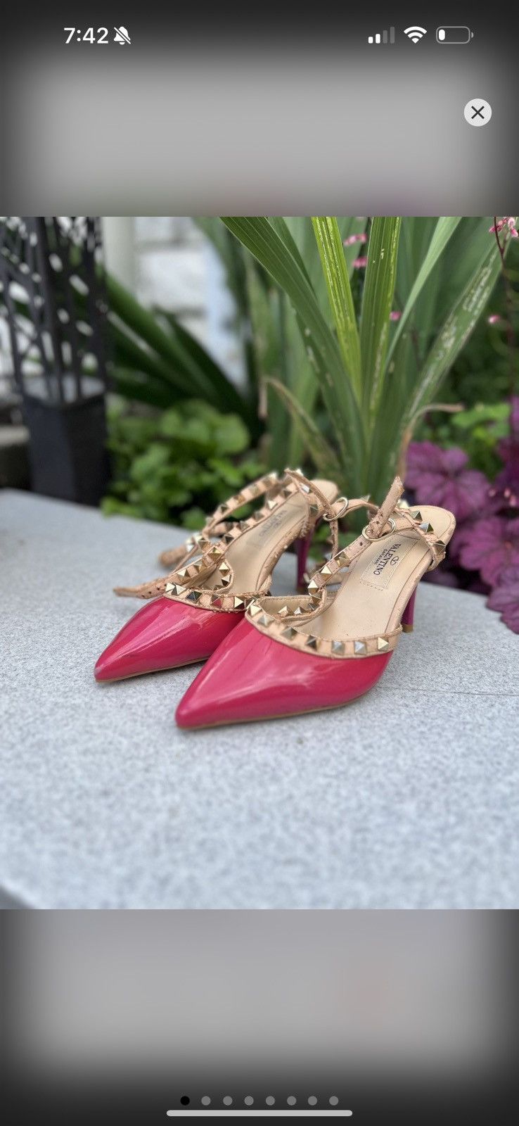 Valentino Valentino Fuchsia and Gold Studded Heels Size US 5 / IT 35 - 2 Thumbnail