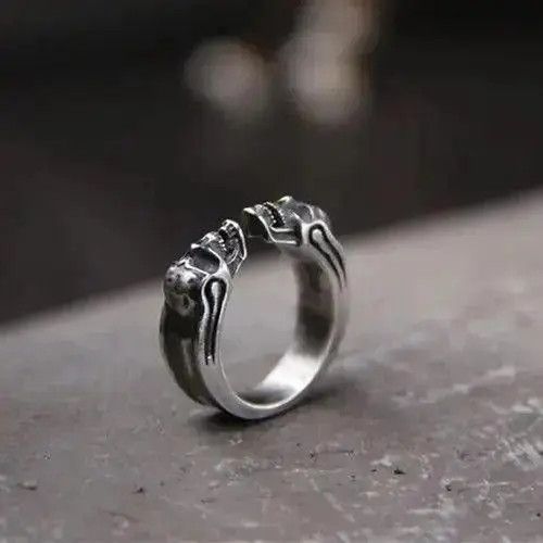 Jewelry Gothic Opened Adjustable Double Skull Ring Size ONE SIZE - 6 Thumbnail