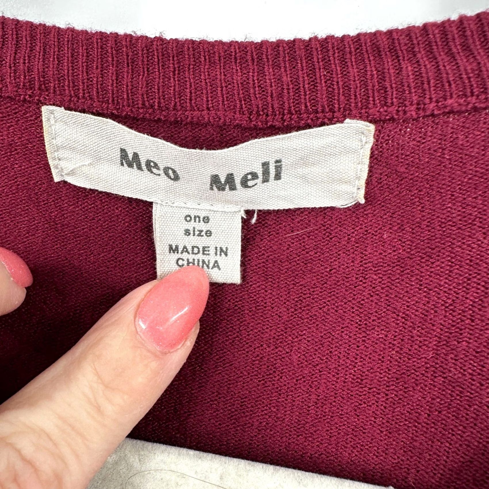 melin VINTAGE Meo Meli Women Burgundy Oversized Crew Neck Dolman Sleeve Knit Sweater One Size Size ONE SIZE - 4 Thumbnail