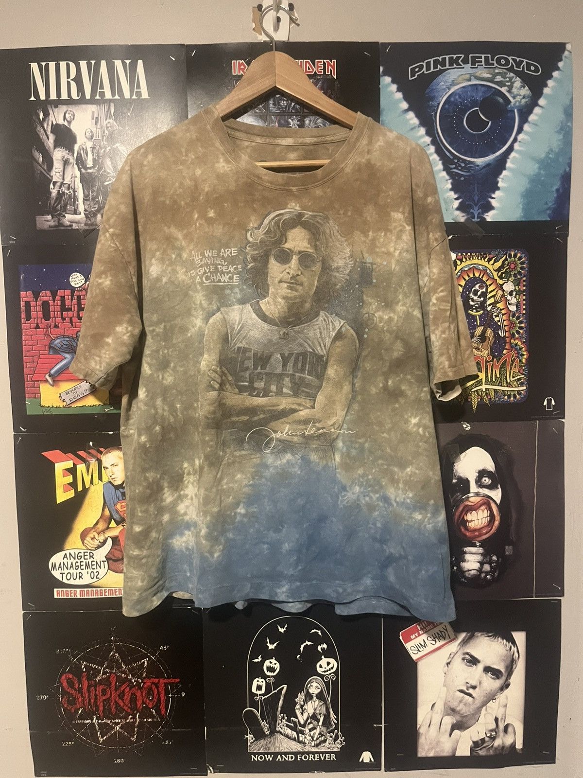 Liquid Blue Y2K 2000’s John Lennon Peace Liquid Blue tye-dye boxy tee Size US XXL / EU 58 / 5 - 1 Thumbnail