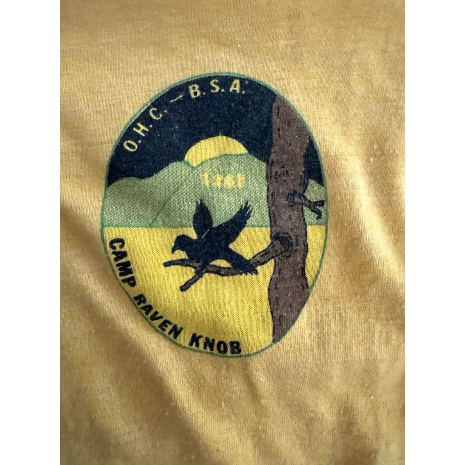 Vintage VINTAGE Spruce Mayo BSA Boy Scouts Raven Knob Old Hickory Council T-Shirt Yellow Adult M 70s Mens Size US M / EU 48-50 / 2 - 3 Thumbnail