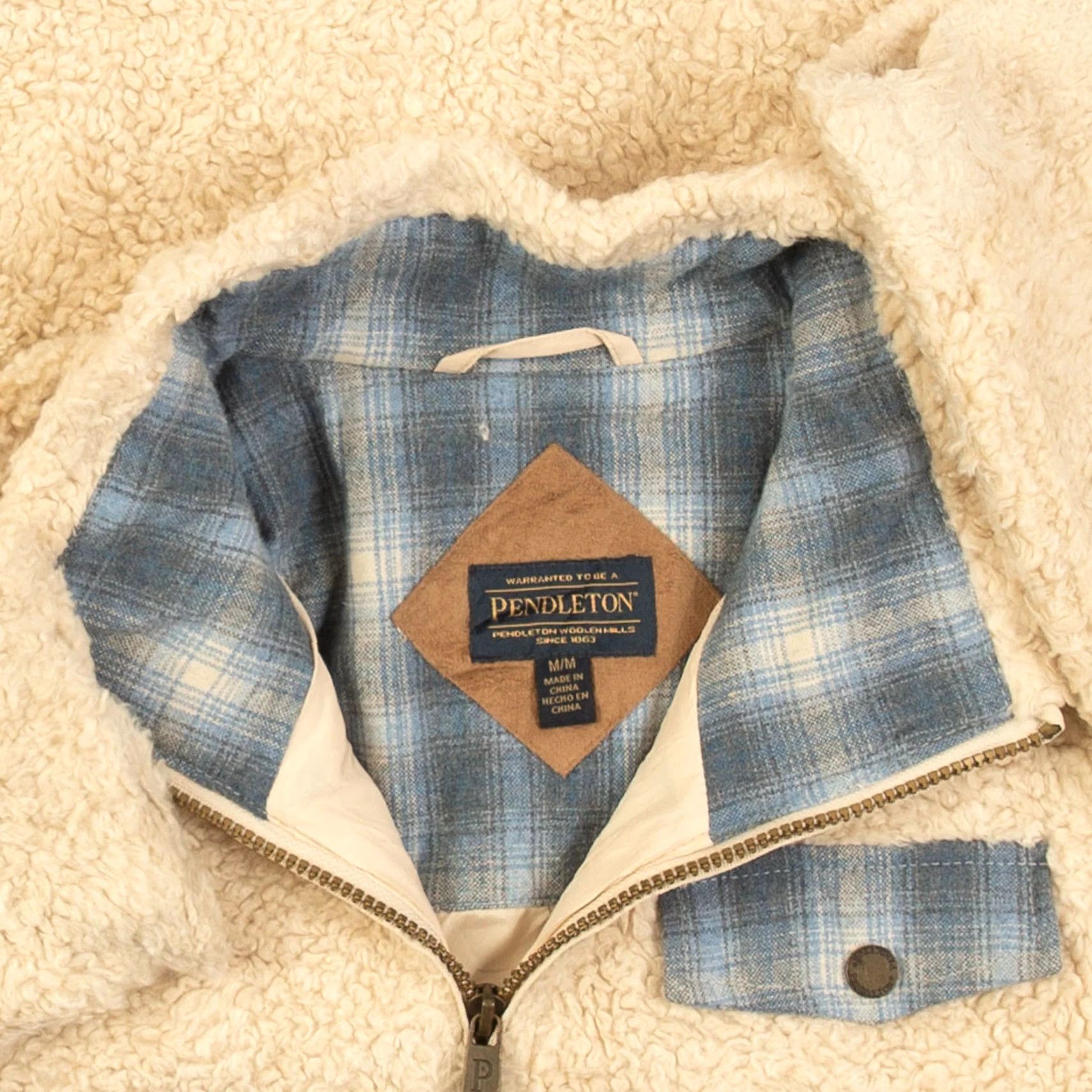 Pendleton VINTAGE Pendleton Full Zip Fleece Women's Cream Medium Jacket Short Sleeve Long Sleeve Regular XS? Size M / US 6-8 / IT 42-44 - 5 Thumbnail